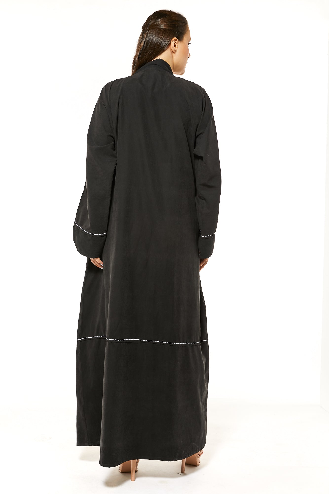 MOiSTREET Black Casual Abaya with Threadwork Detailing (7493280891107)