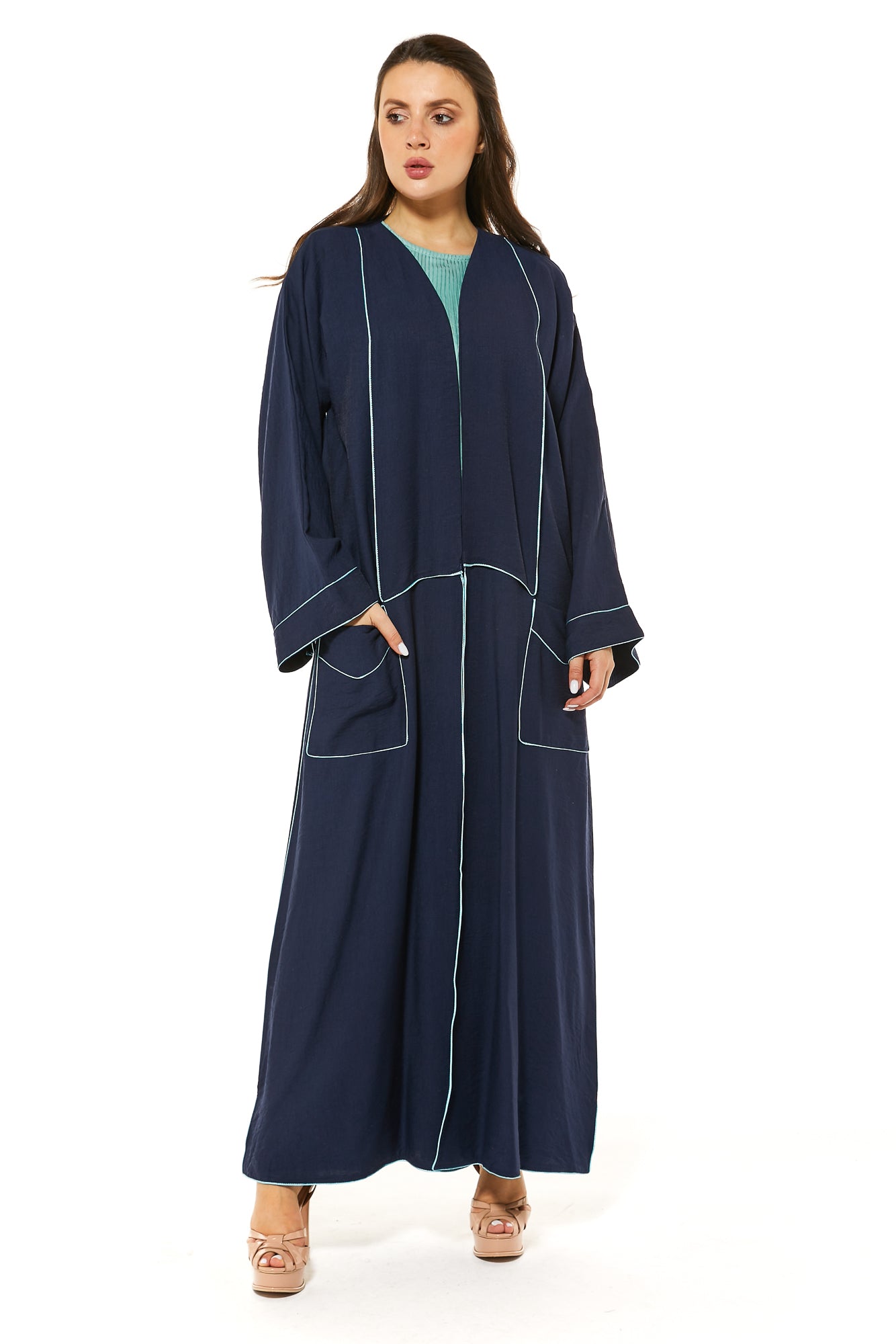 MOiSTREET Navy Casual Abaya with Pockets (7493298979043)