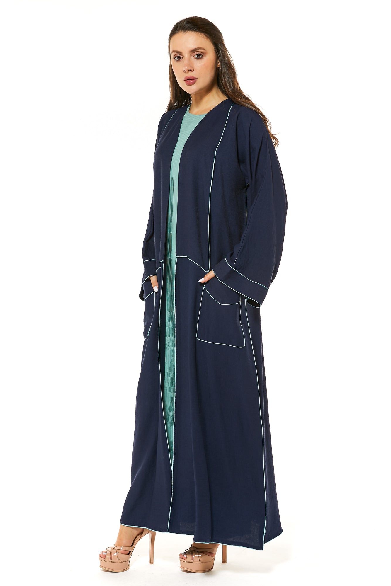 MOiSTREET Navy Casual Abaya with Pockets (7493298979043)