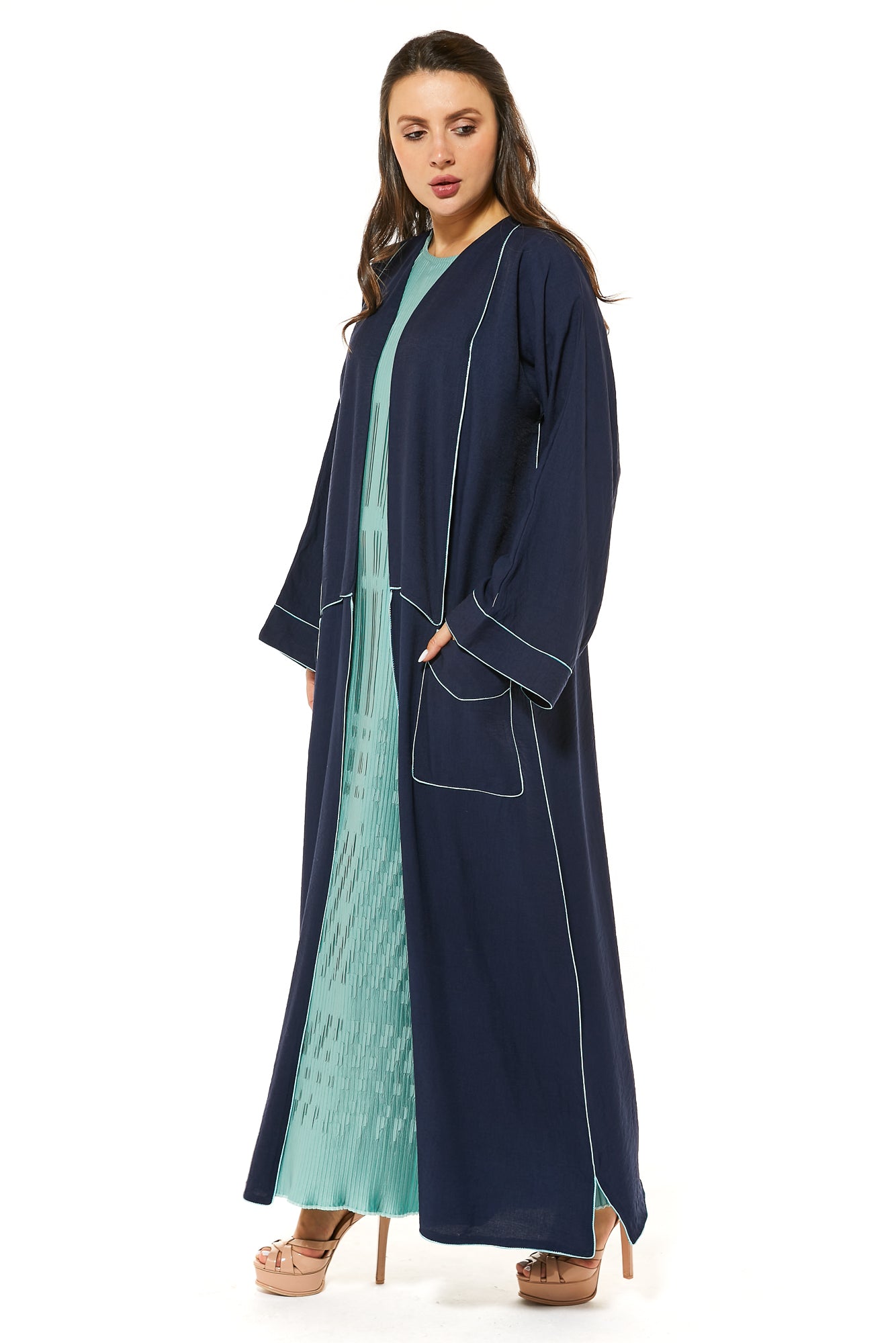 MOiSTREET Navy Casual Abaya with Pockets (7493298979043)