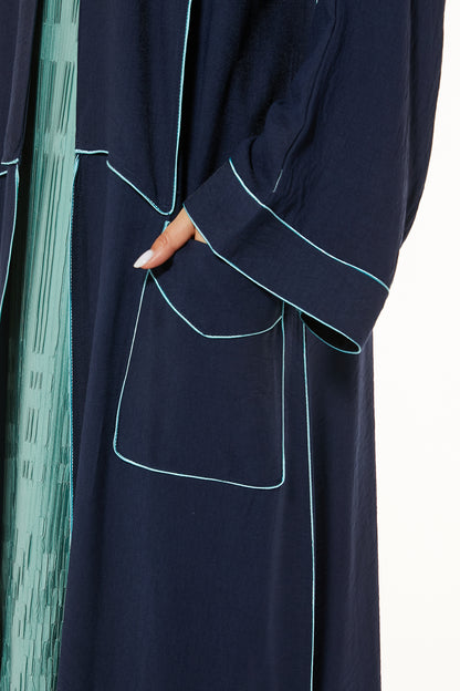MOiSTREET Navy Casual Abaya with Pockets (7493298979043)