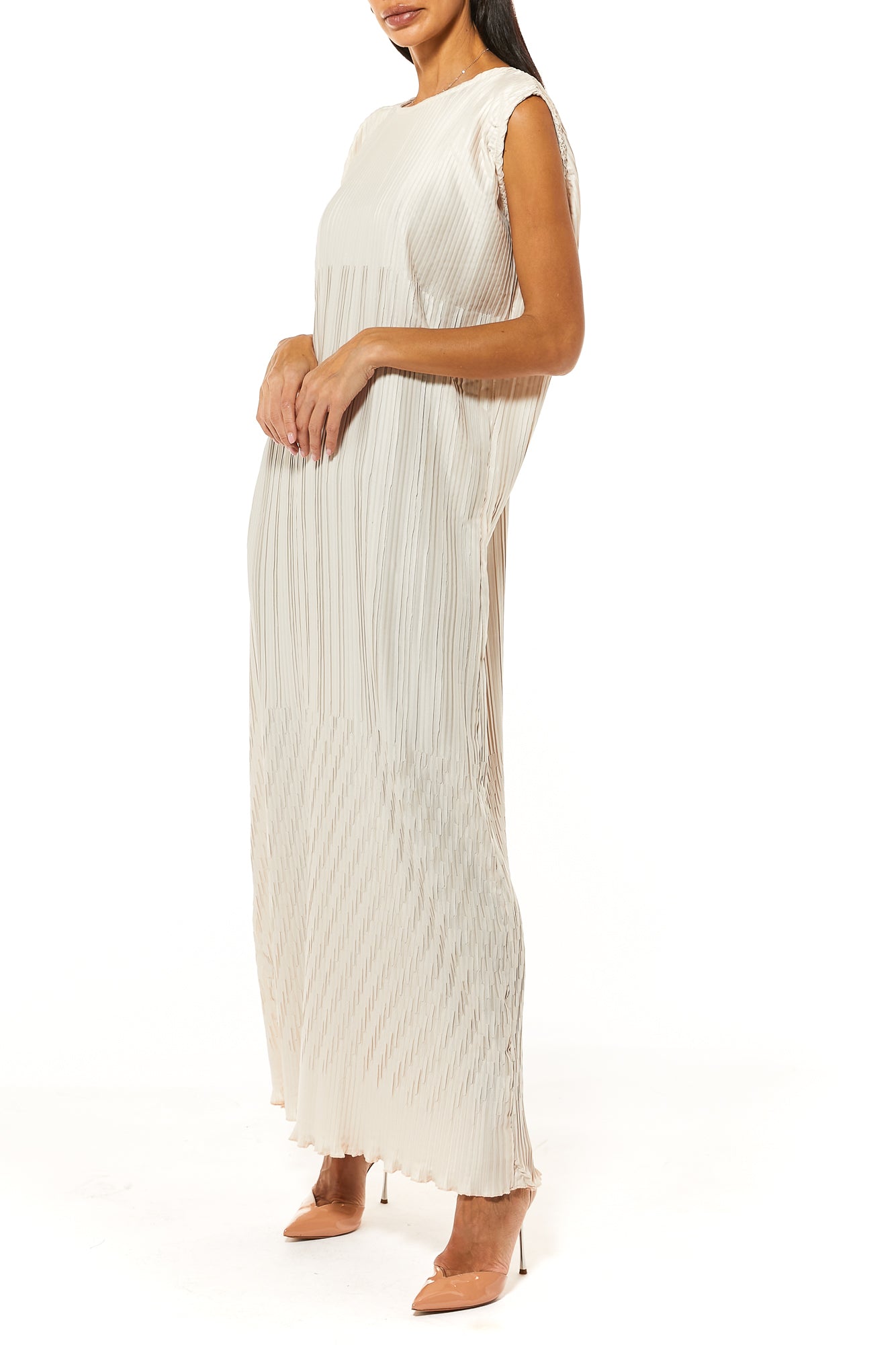 MOiSTREET Cream Pleated Under Dress (7482473414883)