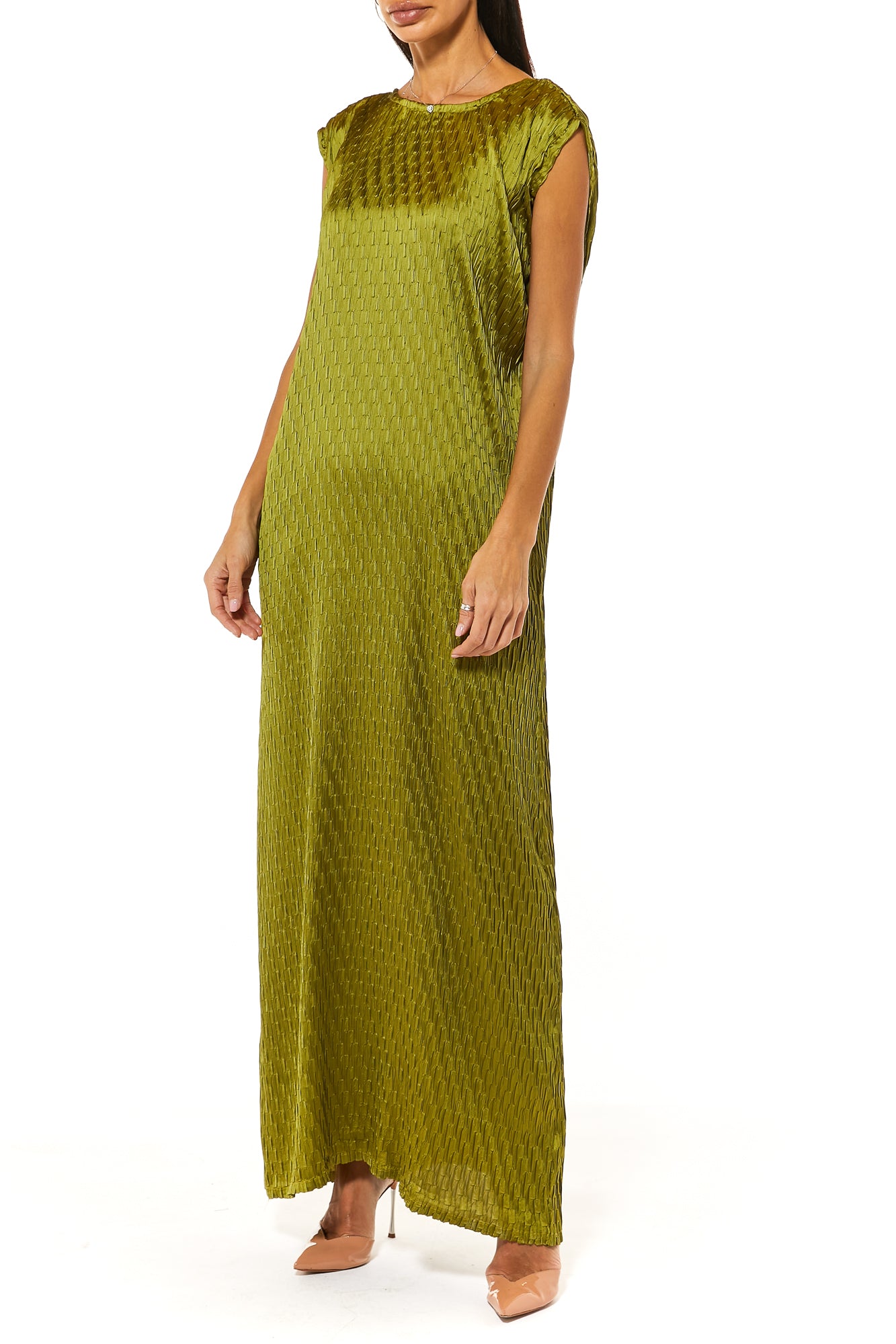 MOiSTREET Green Silk Under Dress (7482579583203)