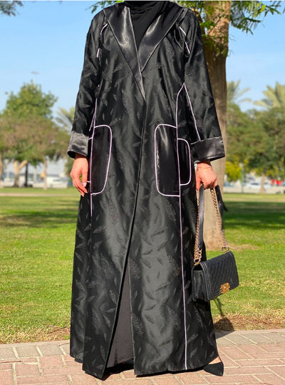 MOiSTREET Black Abaya Set with Patches and Piping Trimmings (6701416841400)
