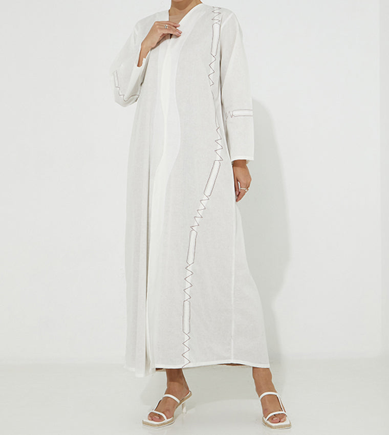 MOiSTREET White Linen Abaya (7634662260963)