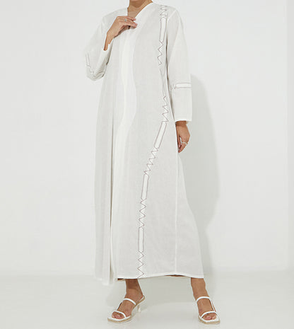 MOiSTREET White Linen Abaya (7634662260963)