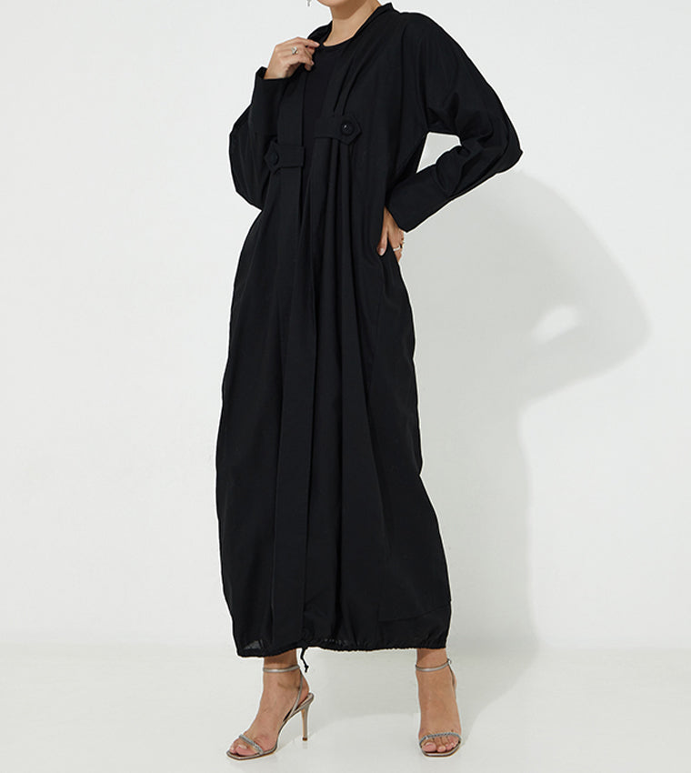 MOiSTREET Black Linen Abaya (7634758729955)