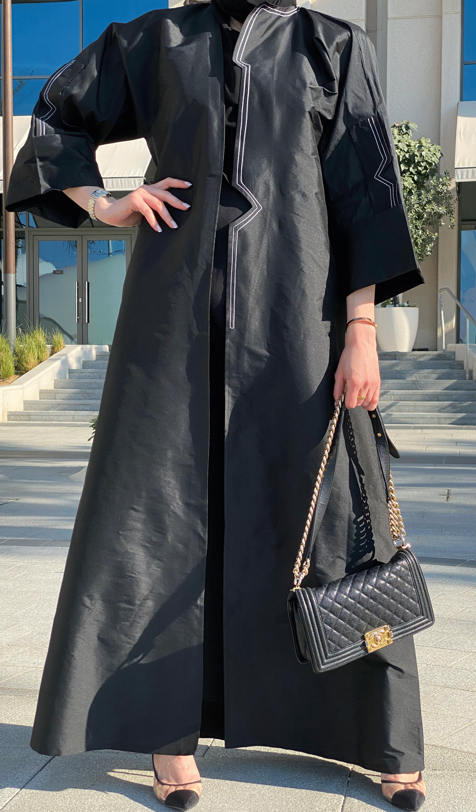 MOiSTREET Black Taffeta Abaya (6701417955512)