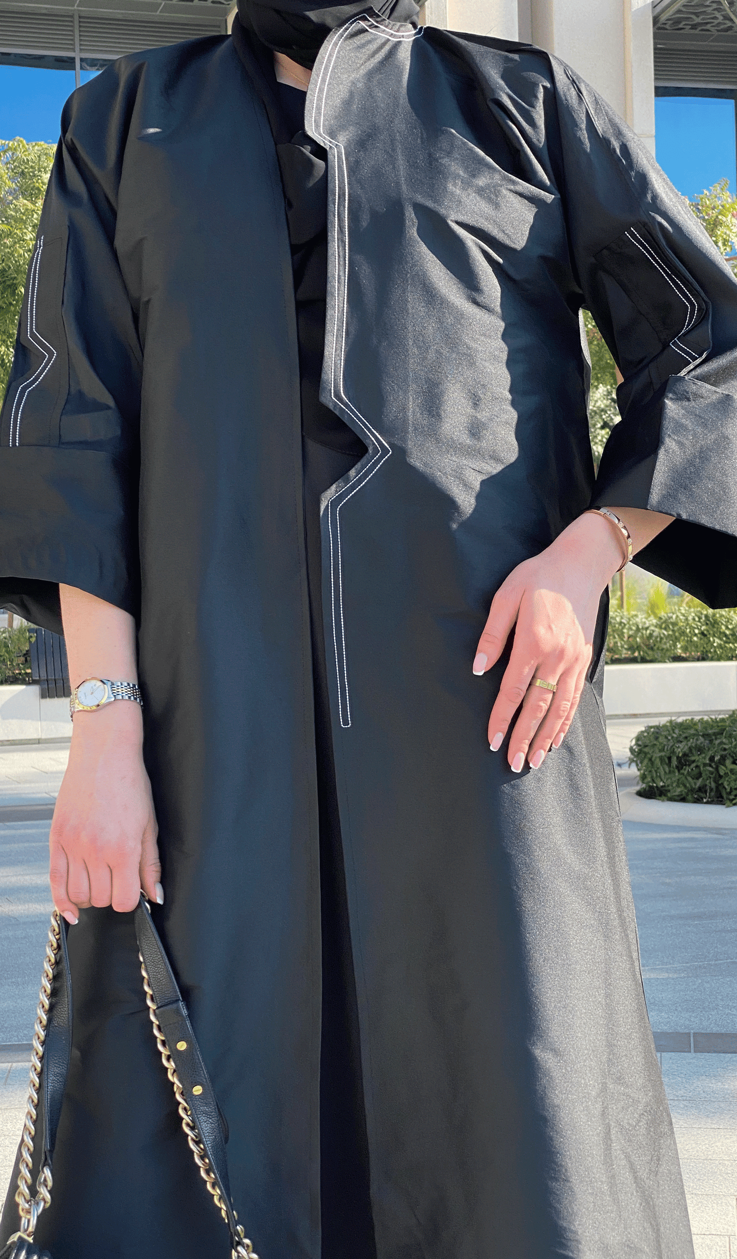 MOiSTREET Black Taffeta Abaya (6701417955512)