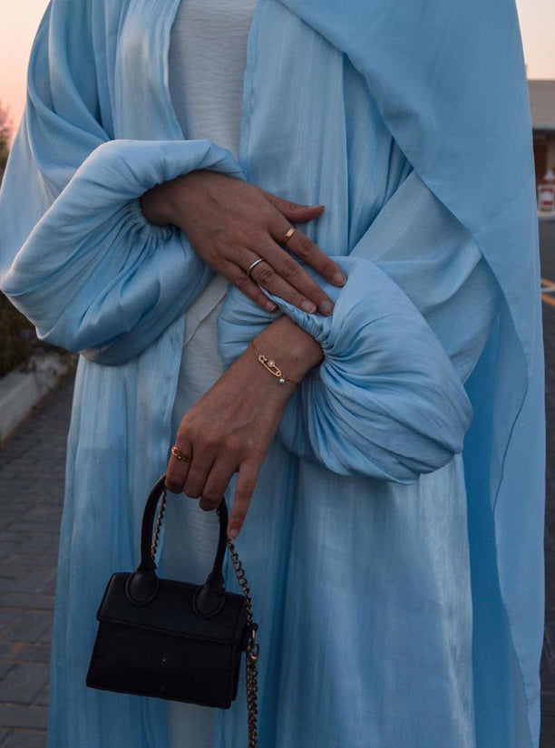 MOiSTREET Baby Blue Abaya Set Comes with Under Dress and Sheila (6701420249272)