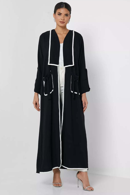 MOiSTREET White Pocket Detail Abaya (7922871632099)