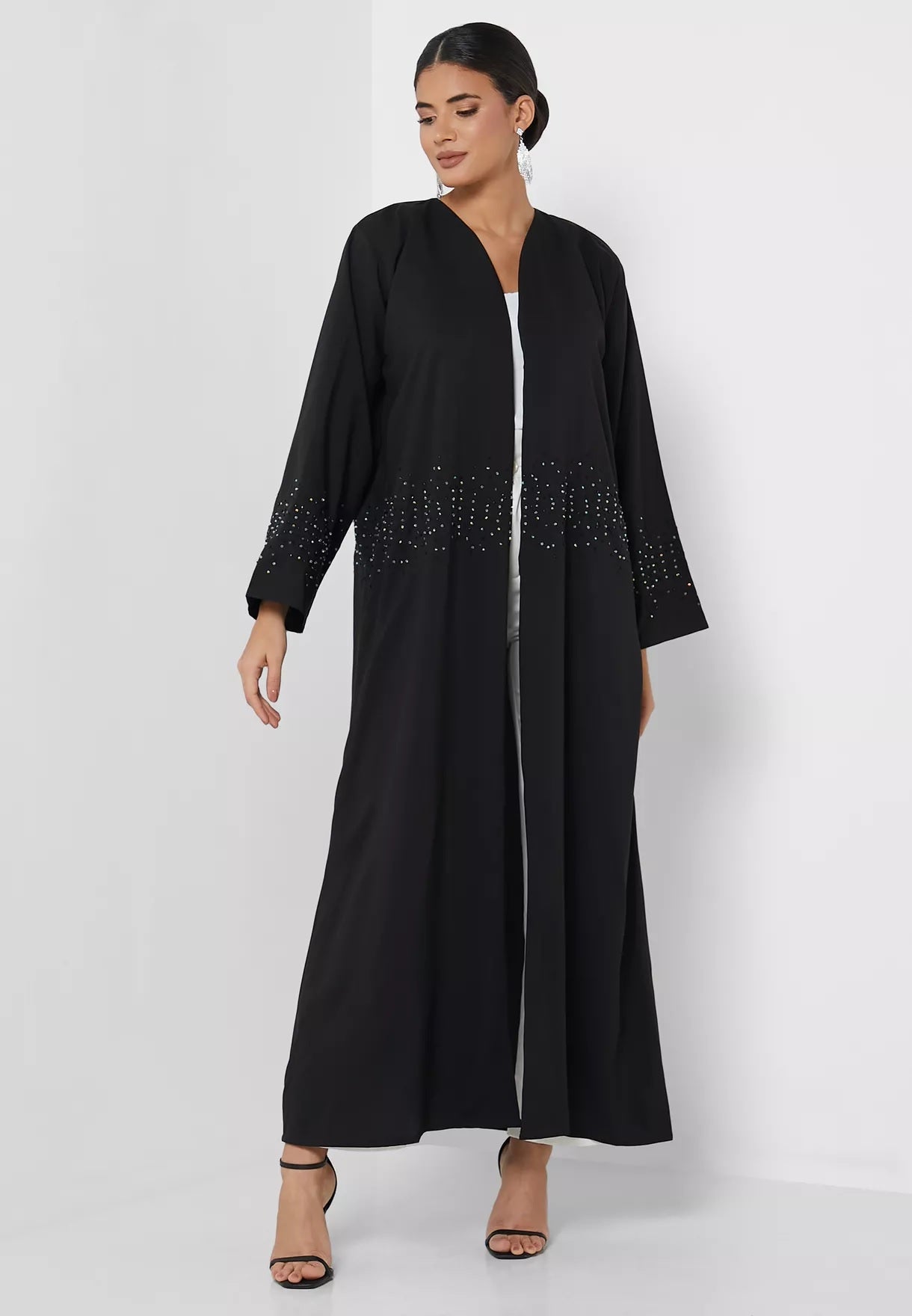 Copy of MOiSTREET Classic  Harir Maqsood Dark Green Abaya With Handwork (7922939068643)