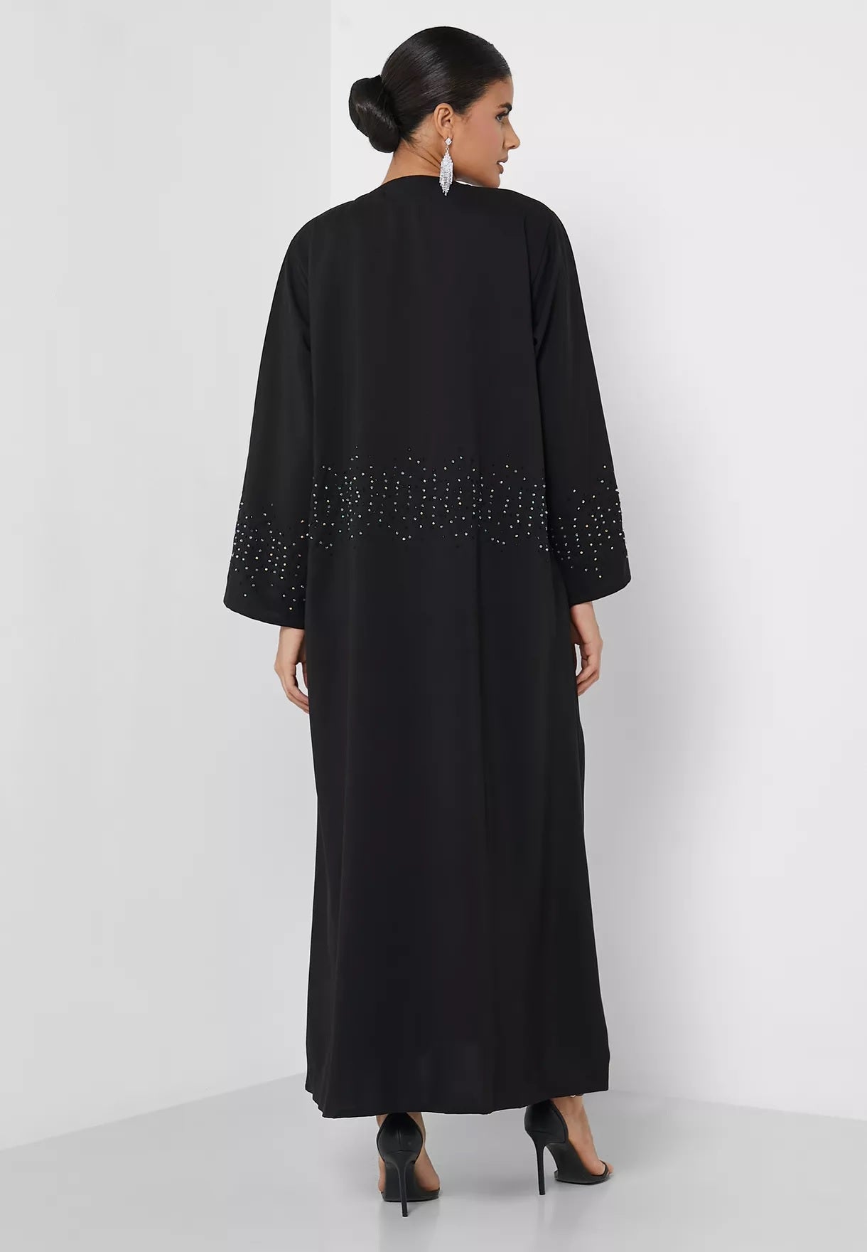 Copy of MOiSTREET Classic  Harir Maqsood Dark Green Abaya With Handwork (7922939068643)