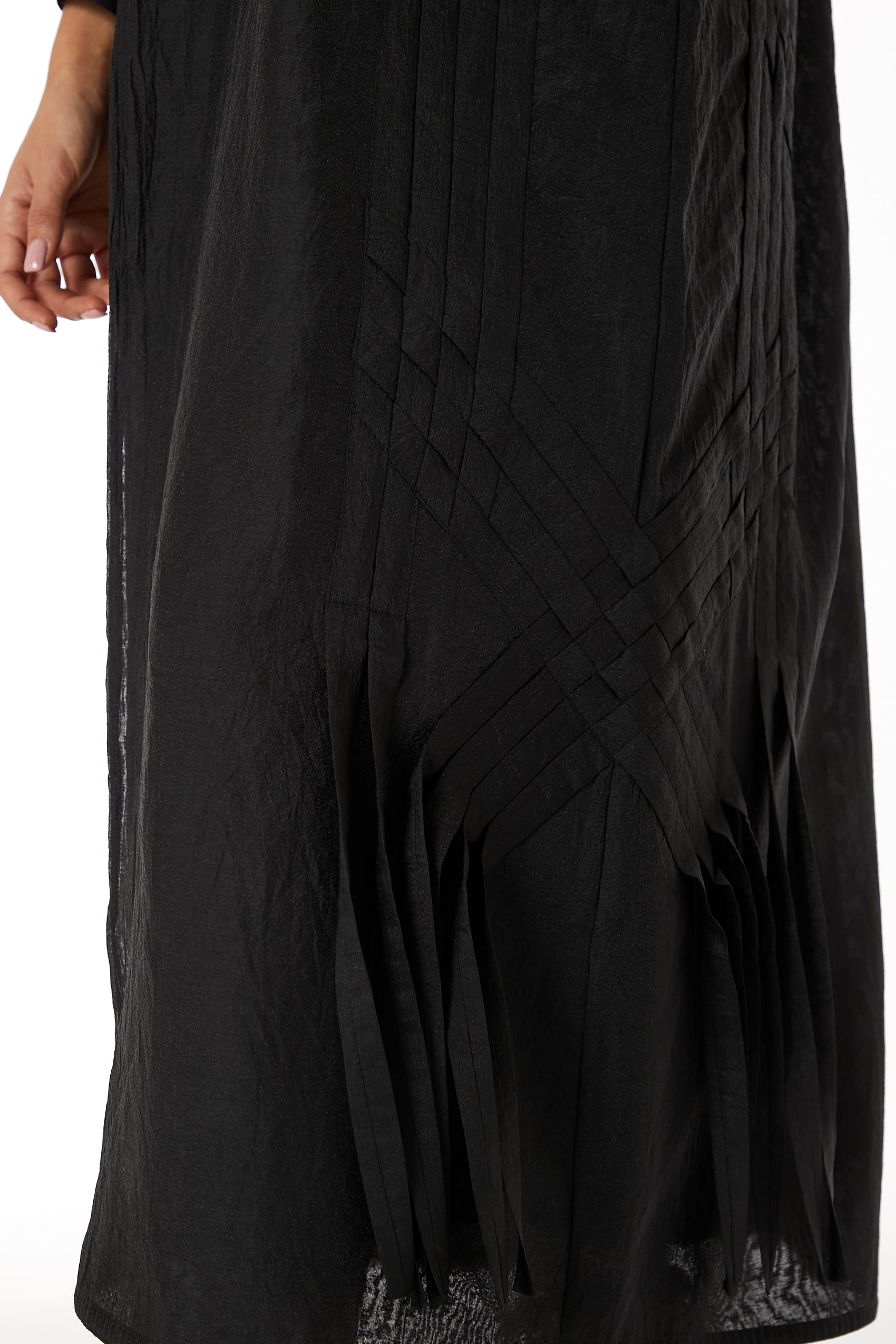 Copy of MOiSTREET Black Bridal Satin Abaya with Attractive Lace on Sleeves (8049871978723)