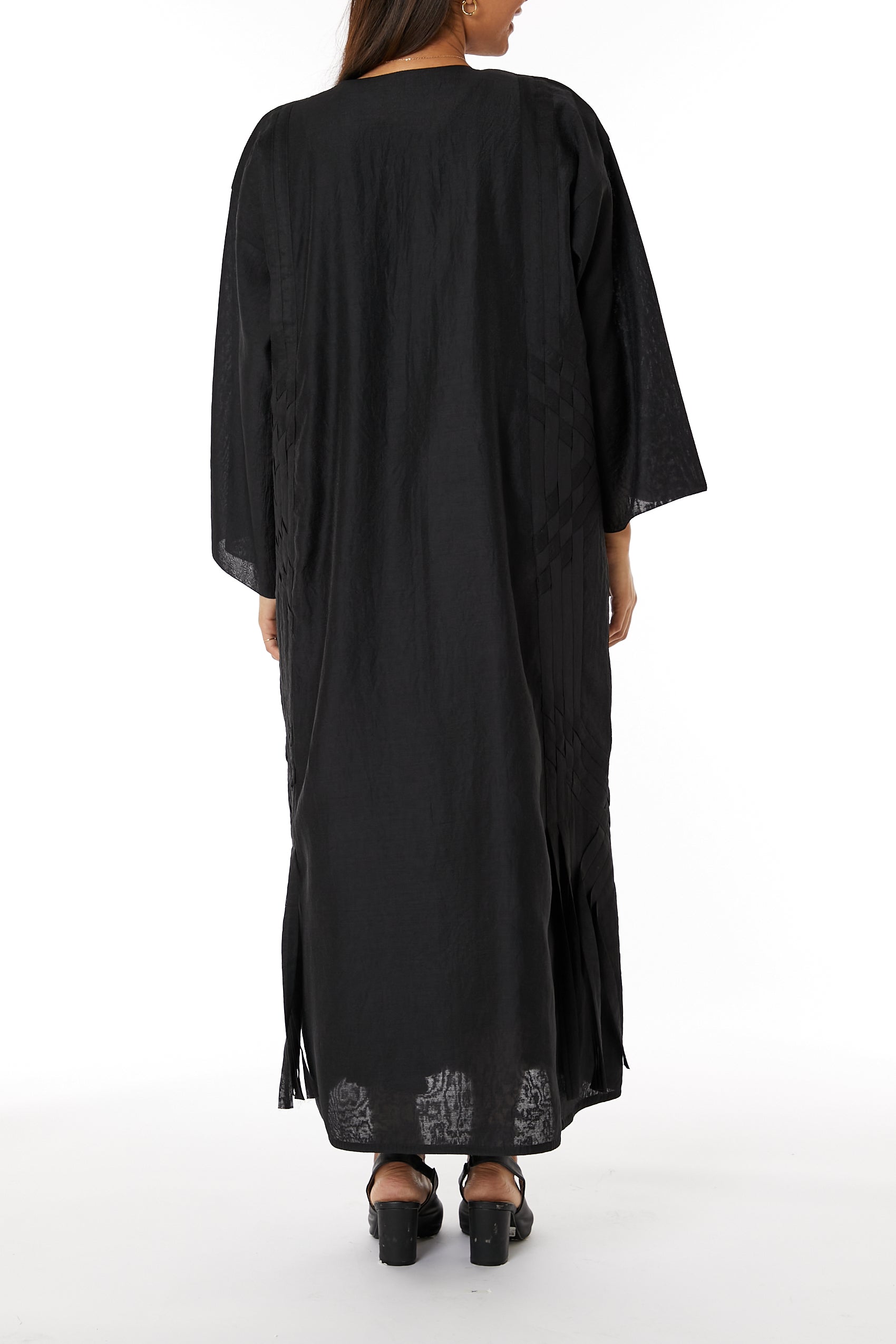 Copy of MOiSTREET Black Bridal Satin Abaya with Attractive Lace on Sleeves (8049871978723)