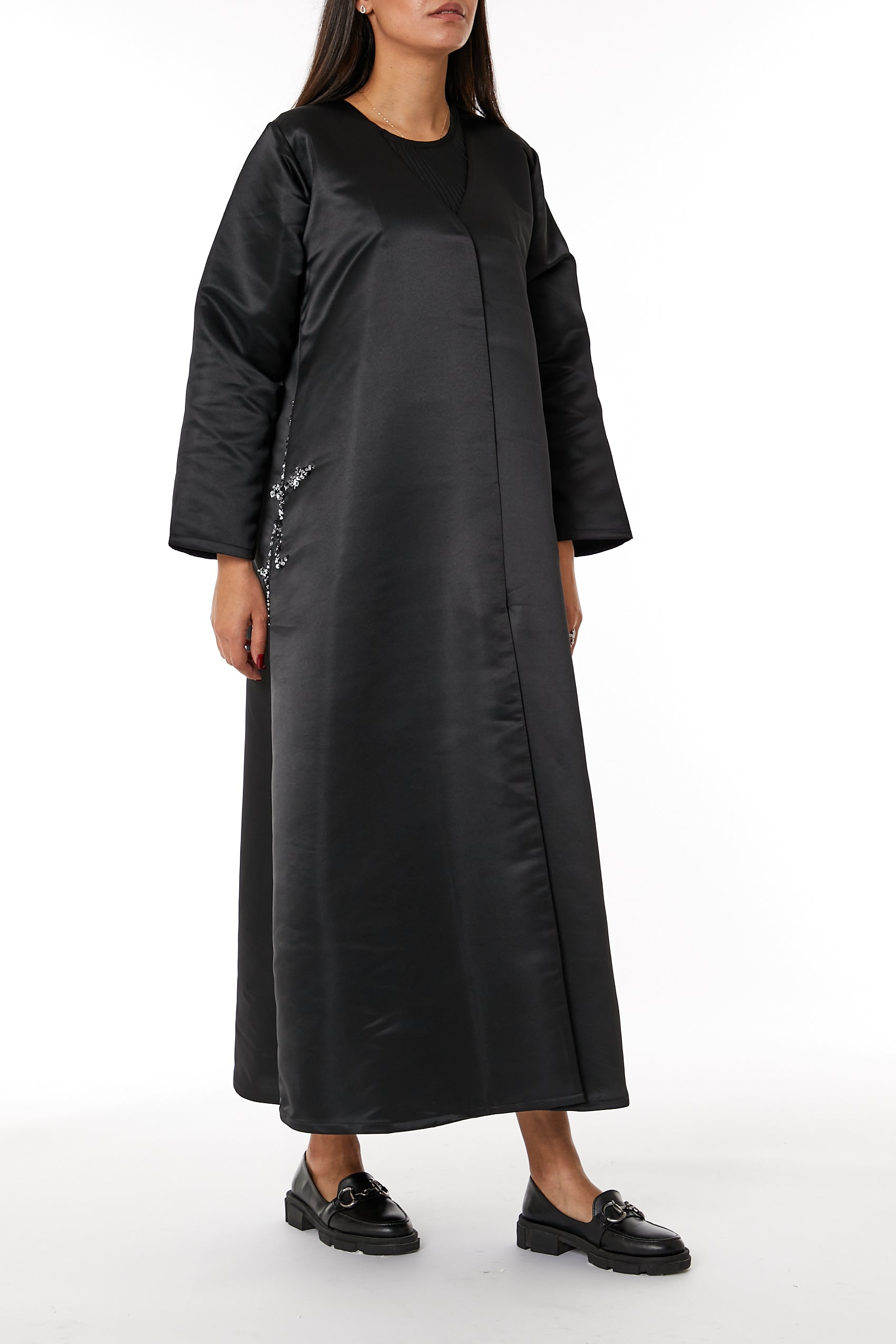 Copy of MOiSTREET Black Criss-Cross Linen Abaya (8049877975267)