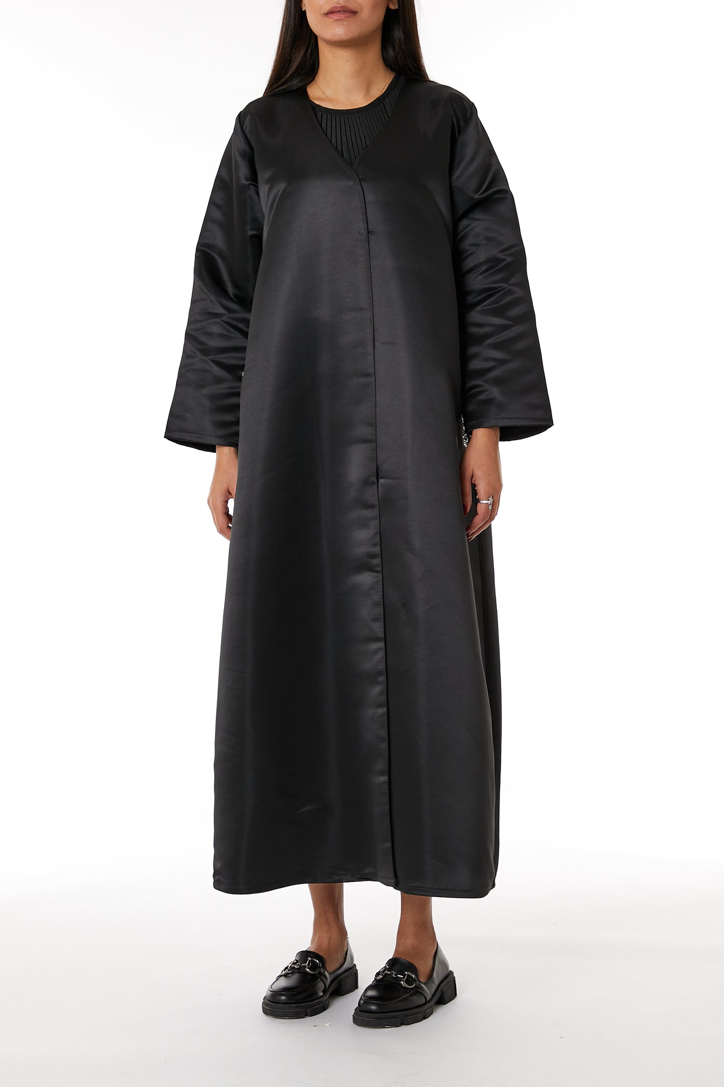 Copy of MOiSTREET Black Criss-Cross Linen Abaya (8049877975267)