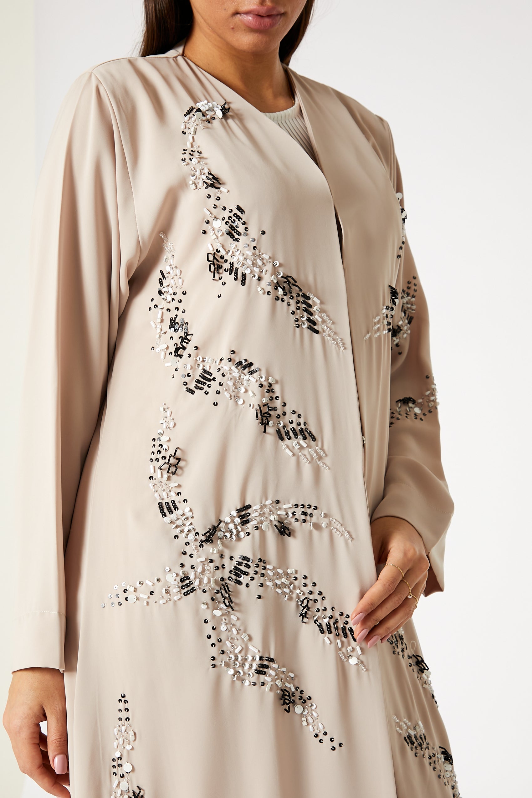 MOiSTREET Pink Nida Embroidered Abaya (8055200284899)