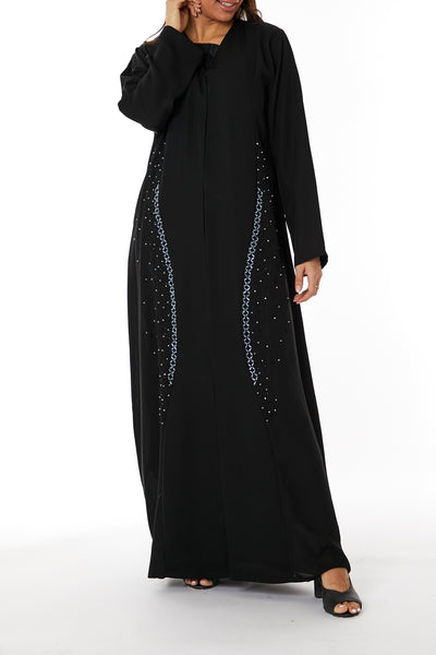 Copy of MOiSTREET Black Nida  Embroidered Abaya with lapel collar (8053462466787)