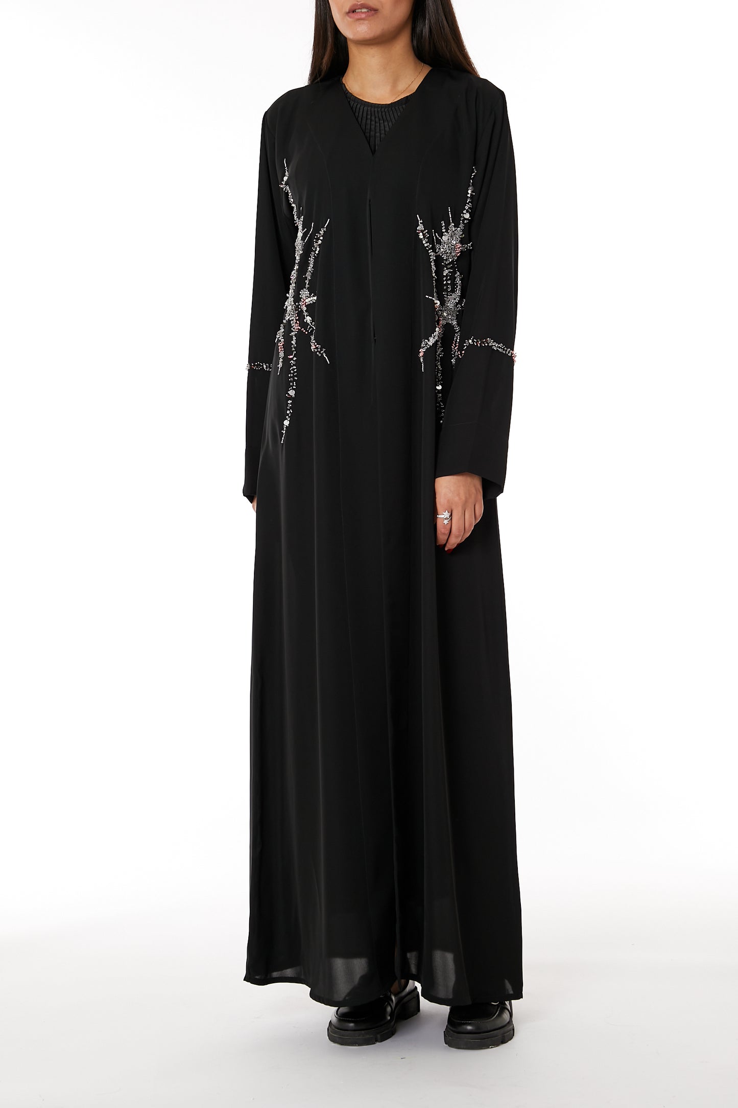 Copy of MOiSTREET Black Nida Embroidered Open Abaya (8053472592099)