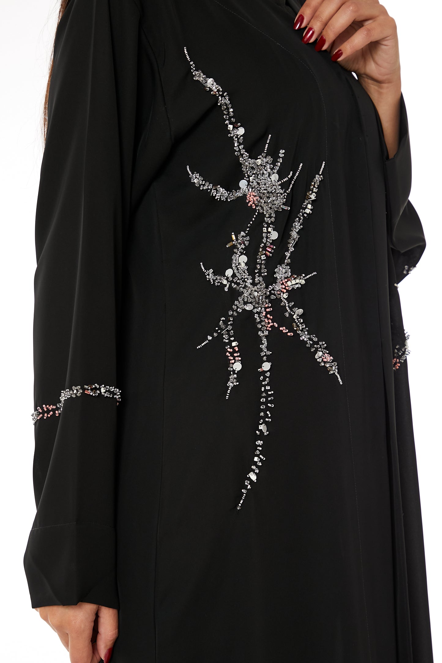 Copy of MOiSTREET Black Nida Embroidered Open Abaya (8053472592099)