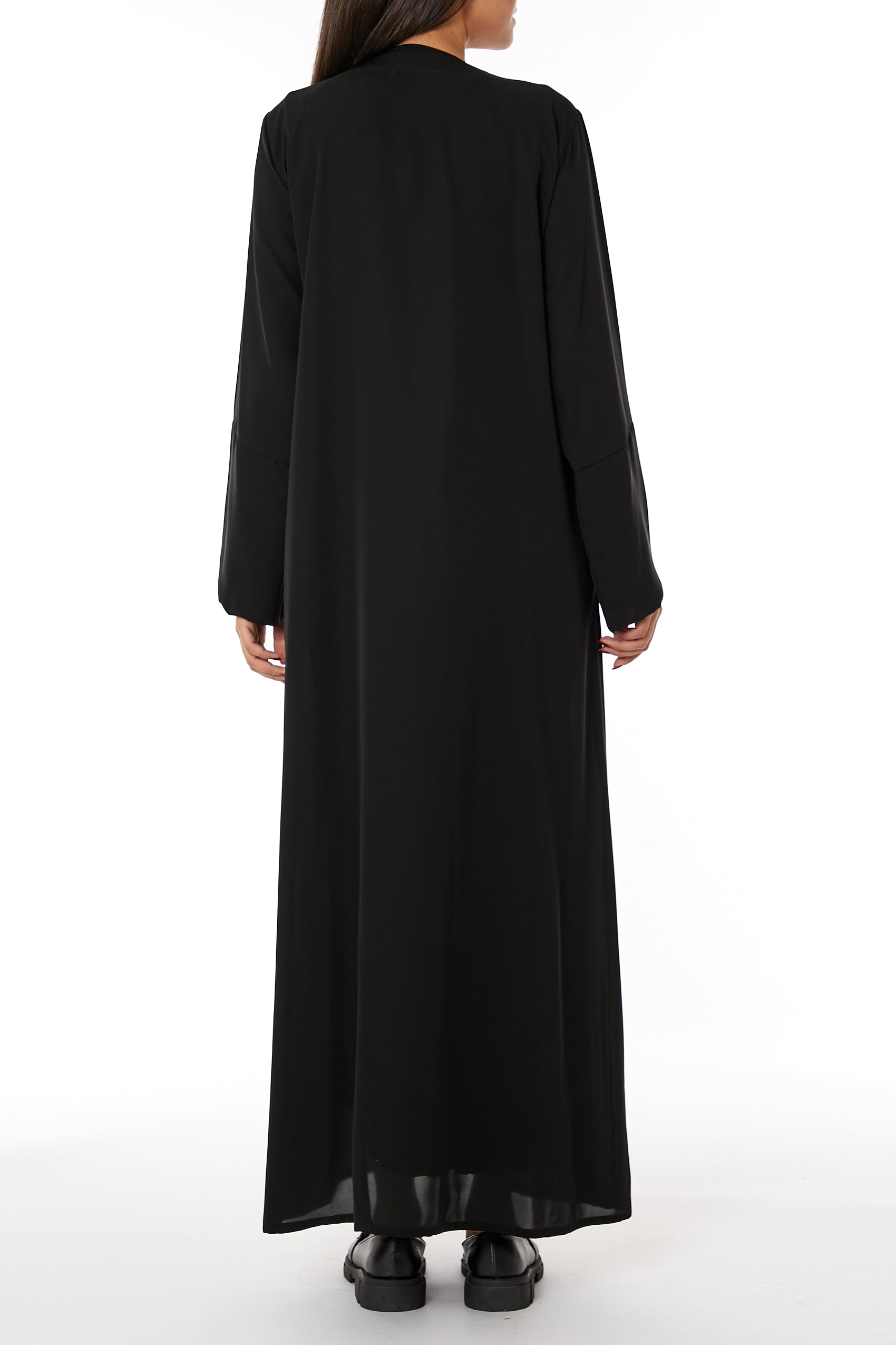 Copy of MOiSTREET Black Taffeta Open Abaya with Lace (8053487599843)