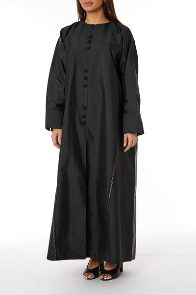 Copy of MOiSTREET Black Nida Open Front Embroidered Abaya (8053491925219)
