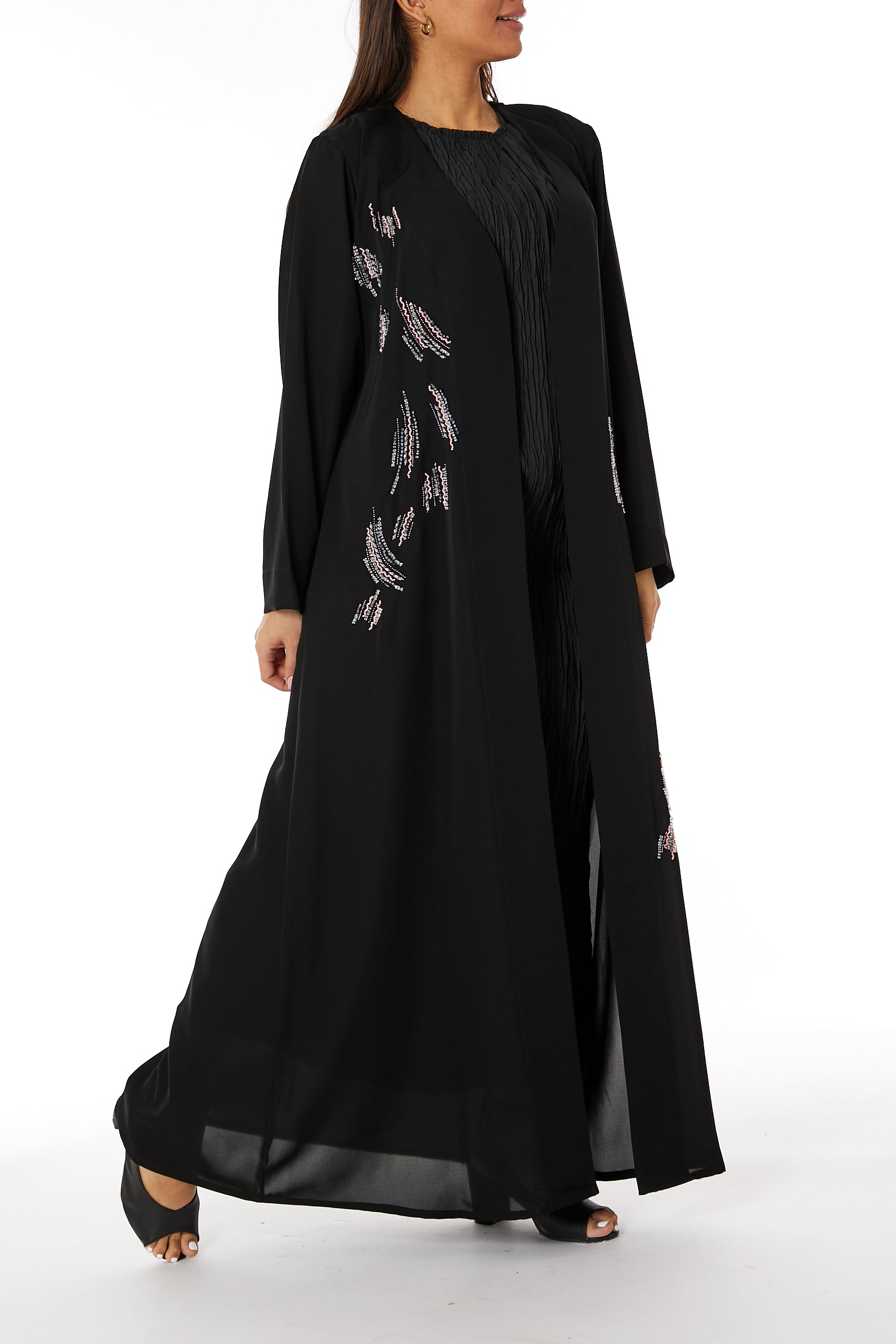 Copy of MOiSTREET Black Nida Embellished Abaya (8053535441123)