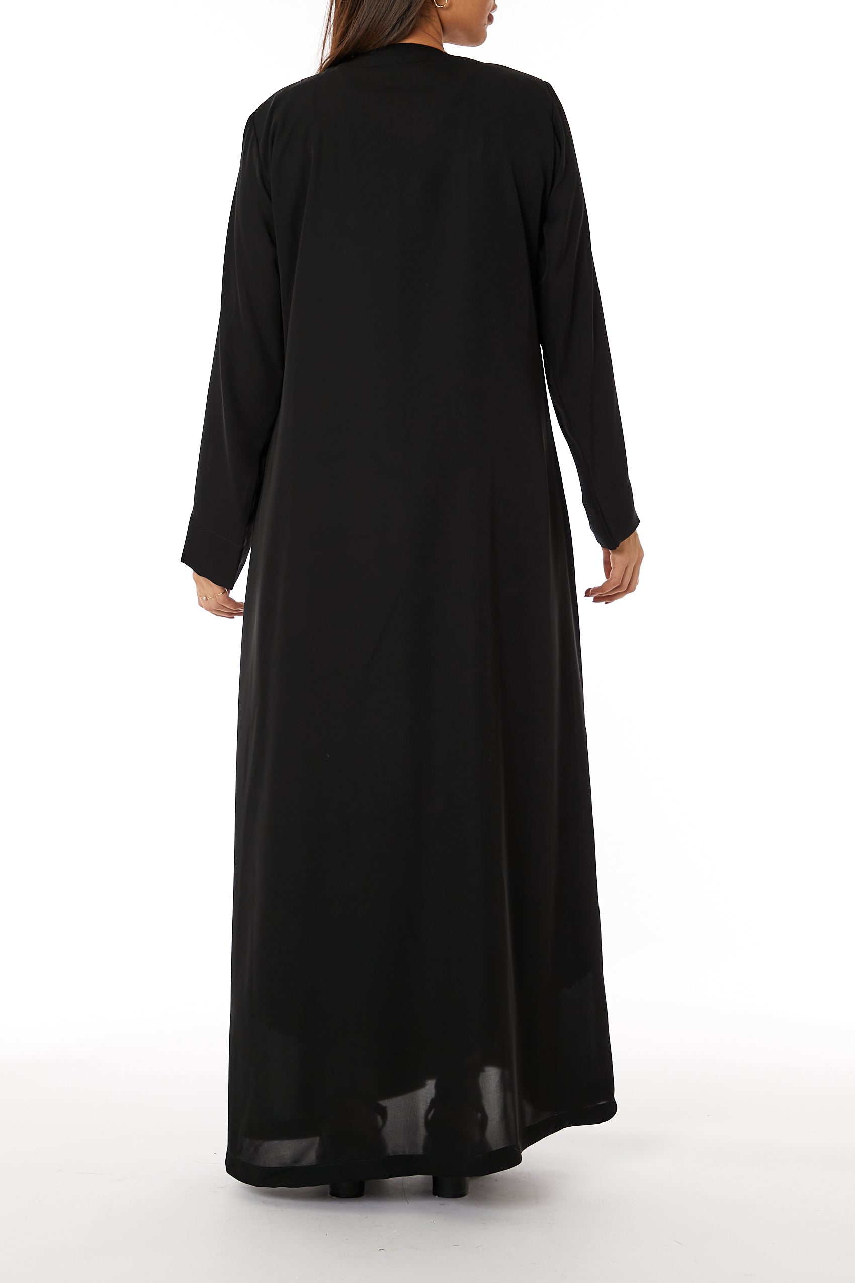 Copy of MOiSTREET Black Bridal Satin Snap-button Embellished Abaya (8053706293475)