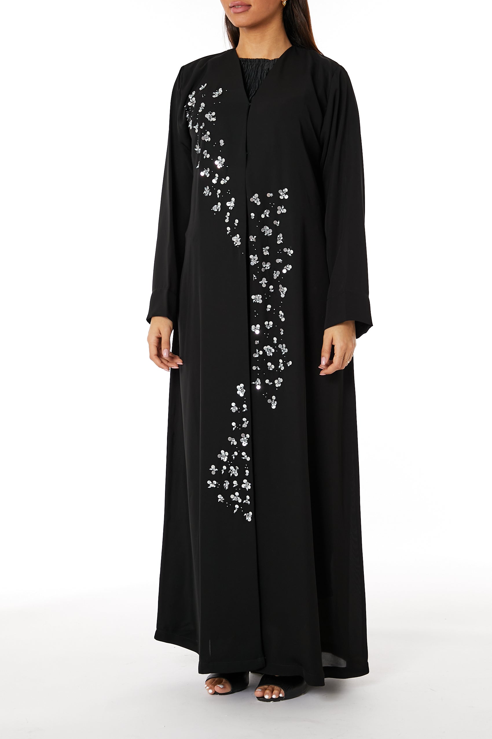 Black Nida Embellished Abaya Luxe Modesty MOiSTREET Moistreet Black Nida Embellished Abaya Luxe Modesty MOiSTREET Moistreet