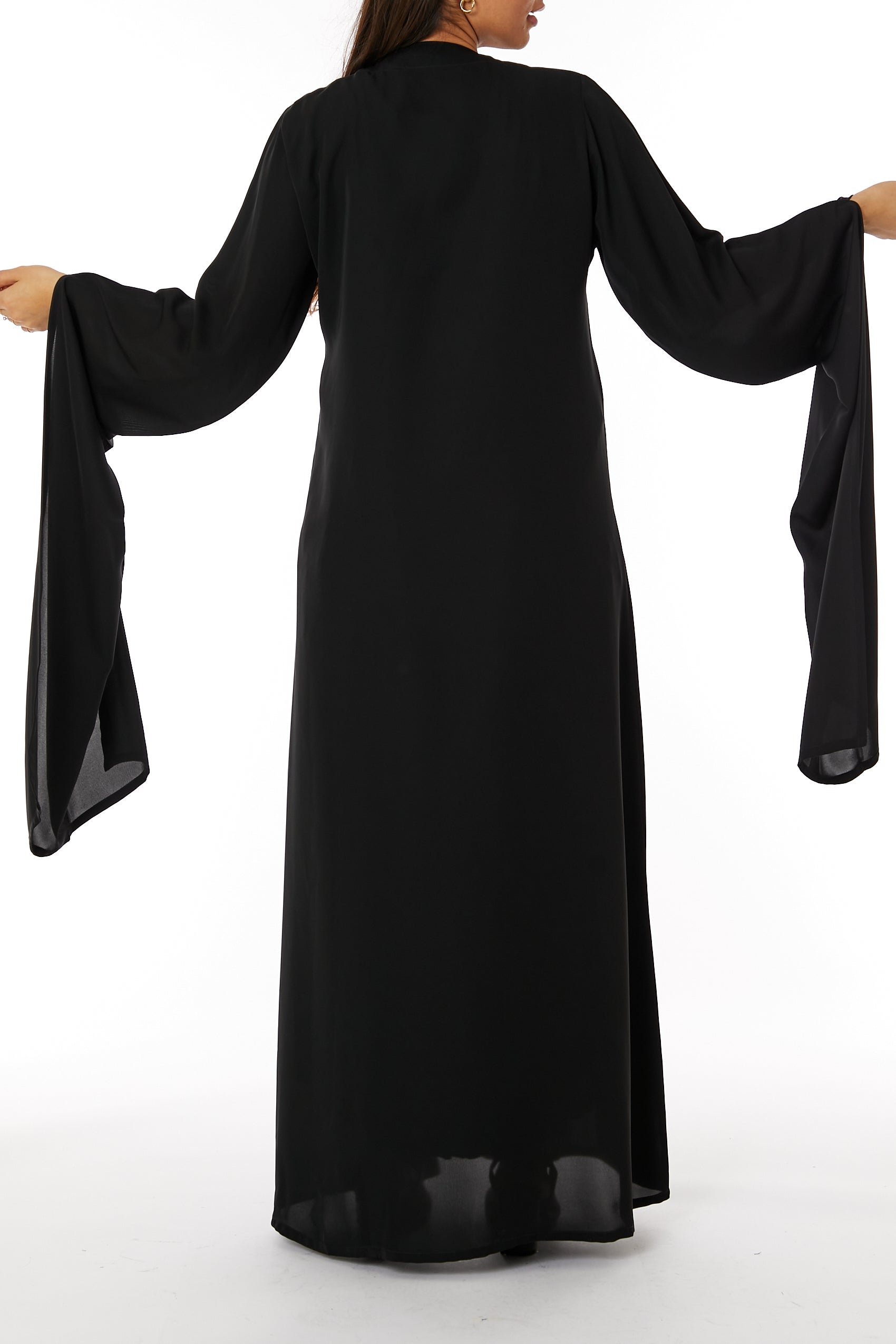 Copy of MOiSTREET Black Lapel Collar  Bridal Satin Pocket Abaya (8053711929571)