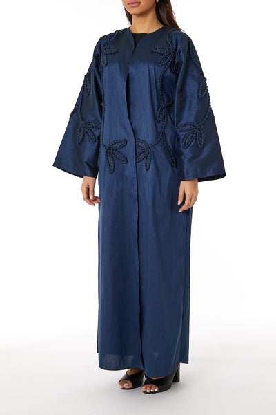 Copy of MOiSTREET Black Front Embroidered Nida Open Abaya (8053716091107)