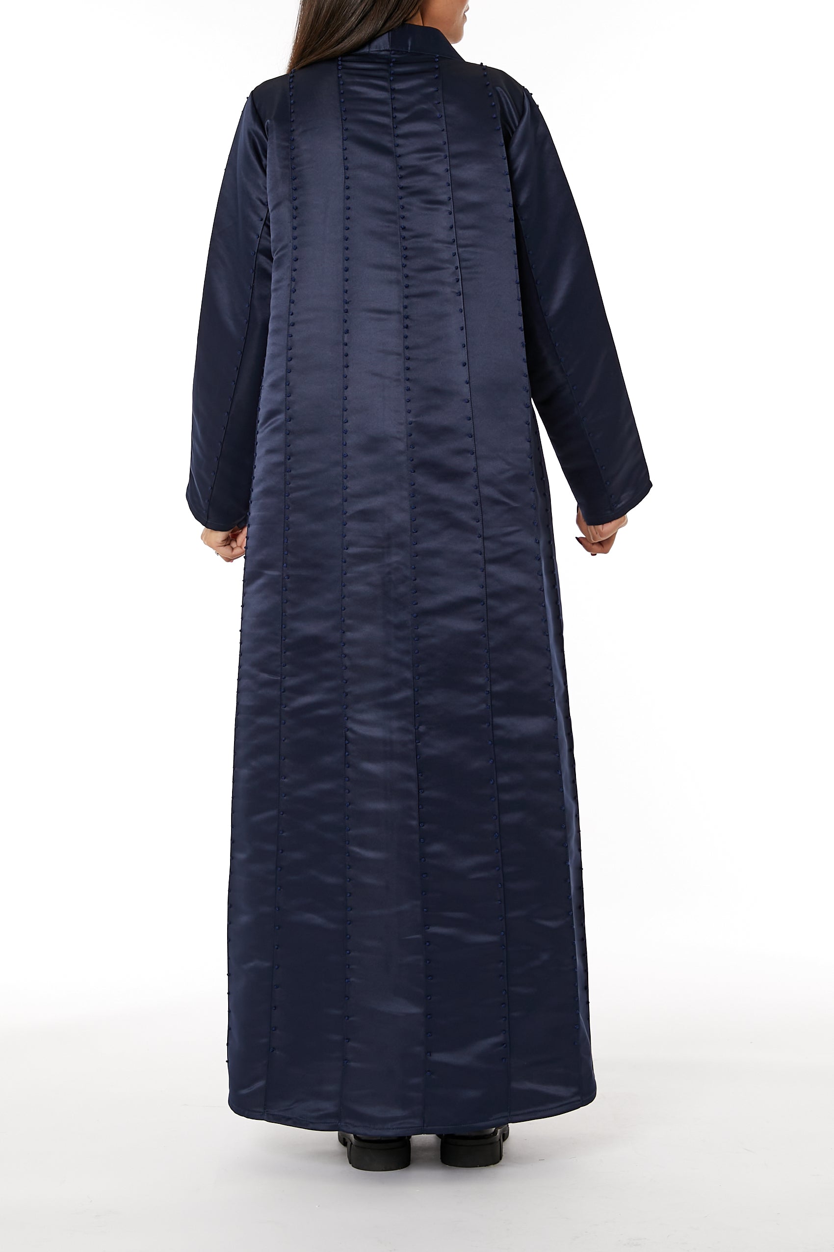 Copy of MOiSTREET Navy Bridal Satin Embellished Open Abaya (8053719007459)