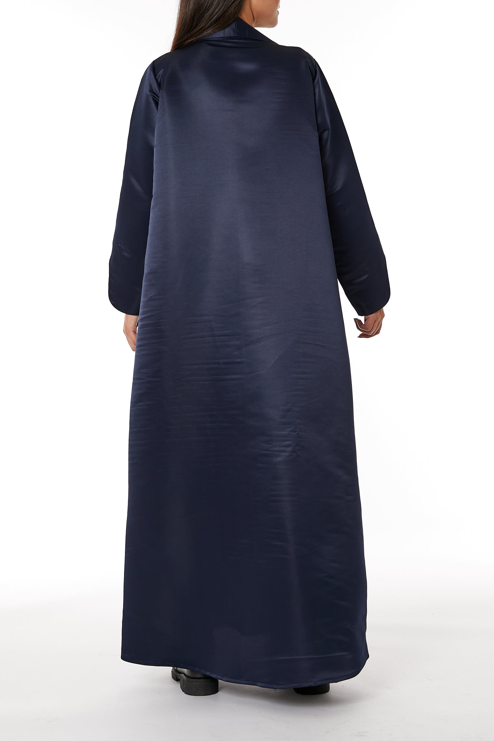 Copy of MOiSTREET Navy Bridal Satin Embellished Open Abaya (8053719957731)