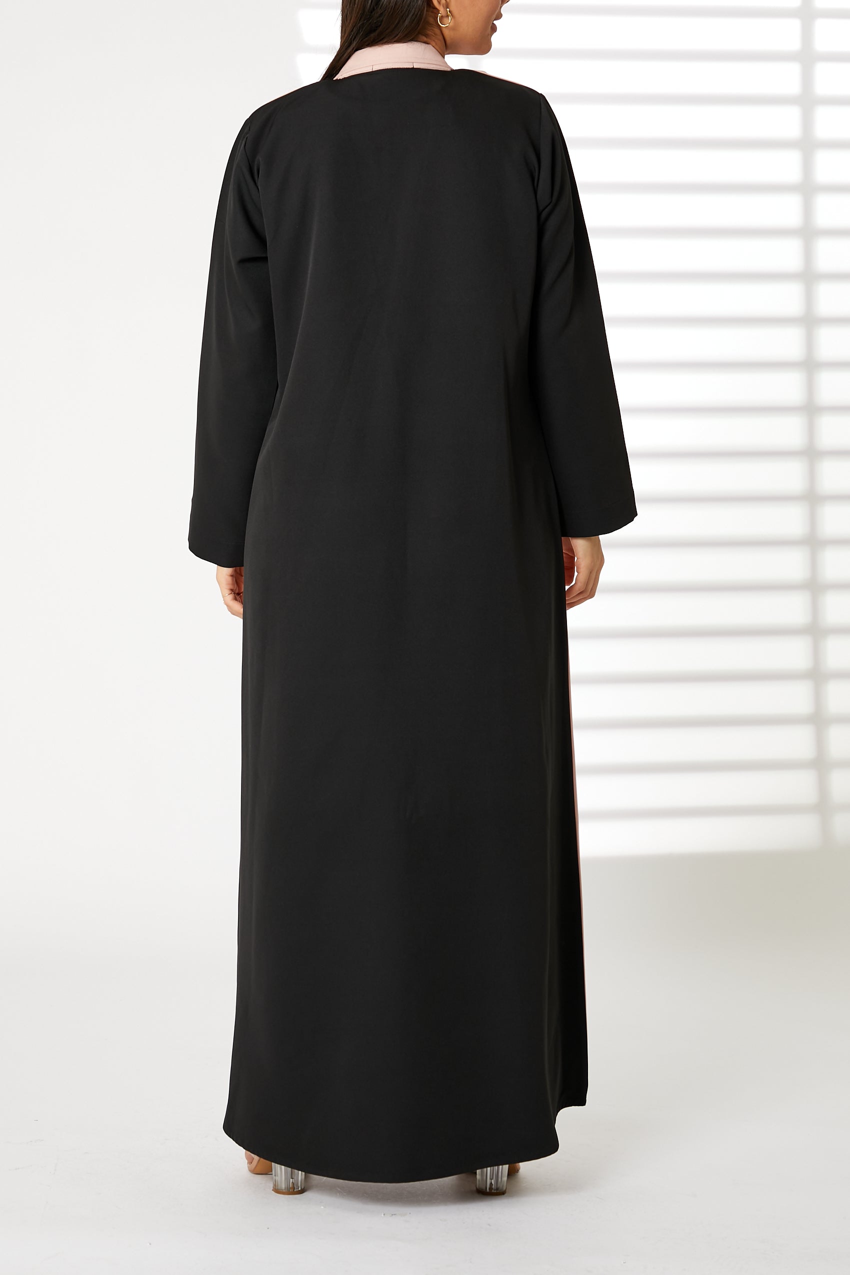 MOiSTREET  Lapel Collar Nida Color blocked Abaya (8053819769059)