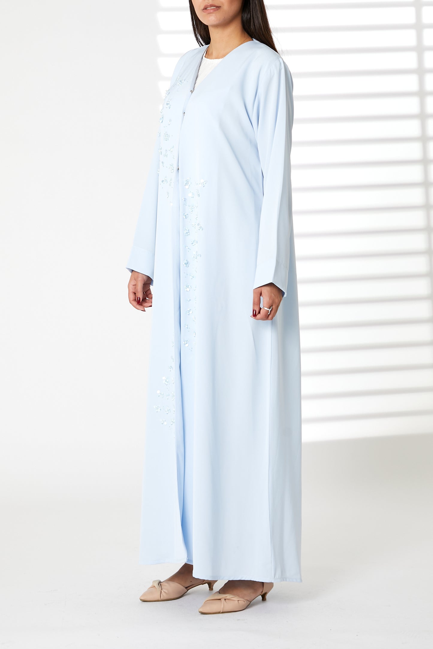 MOiSTREET Blue Nida Embellished Abaya (8055193567459)