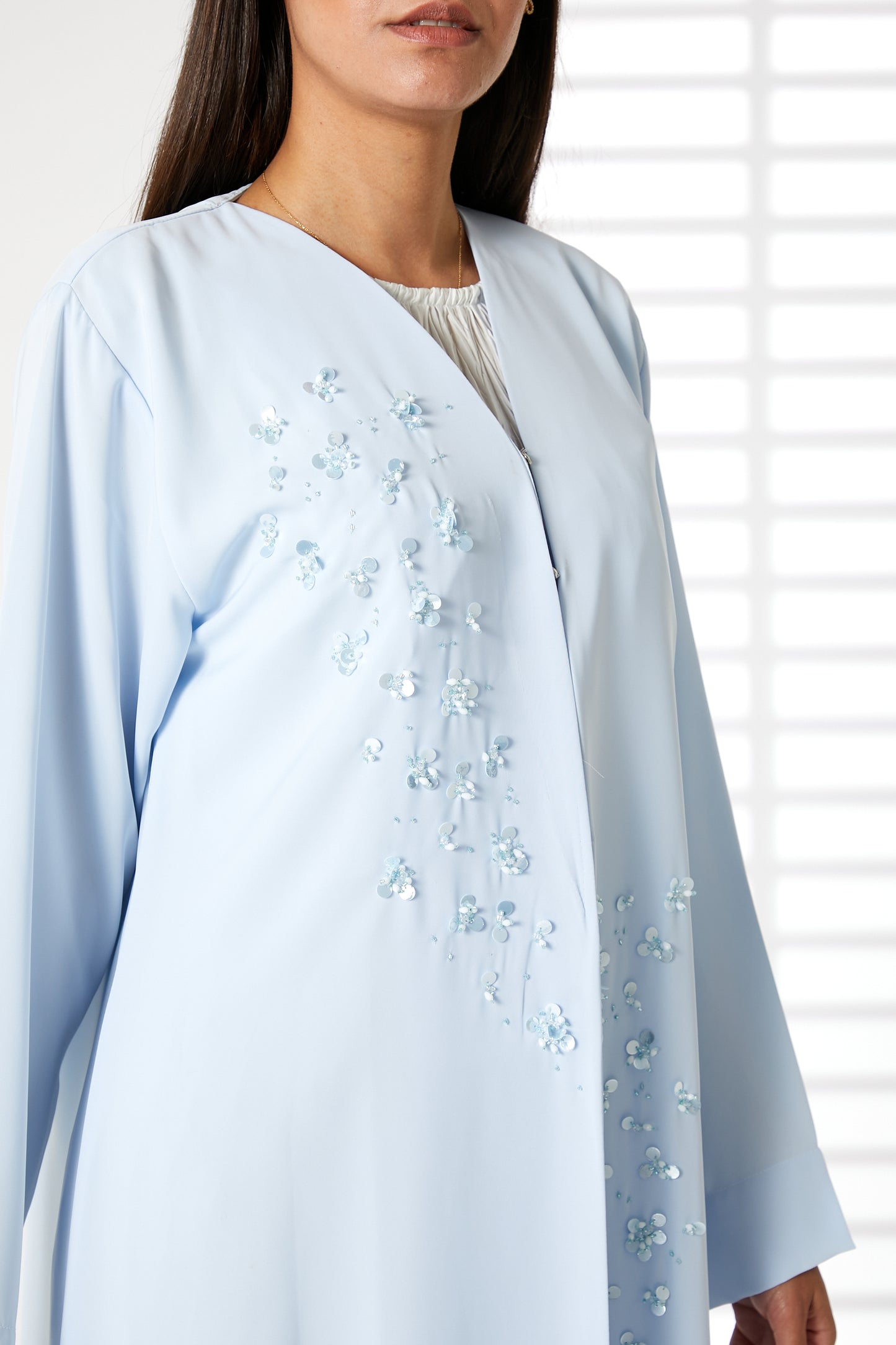 MOiSTREET Blue Nida Embellished Abaya (8055193567459)