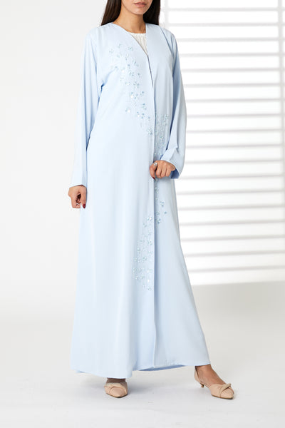 MOiSTREET Blue Nida Embellished Abaya (8055193567459)