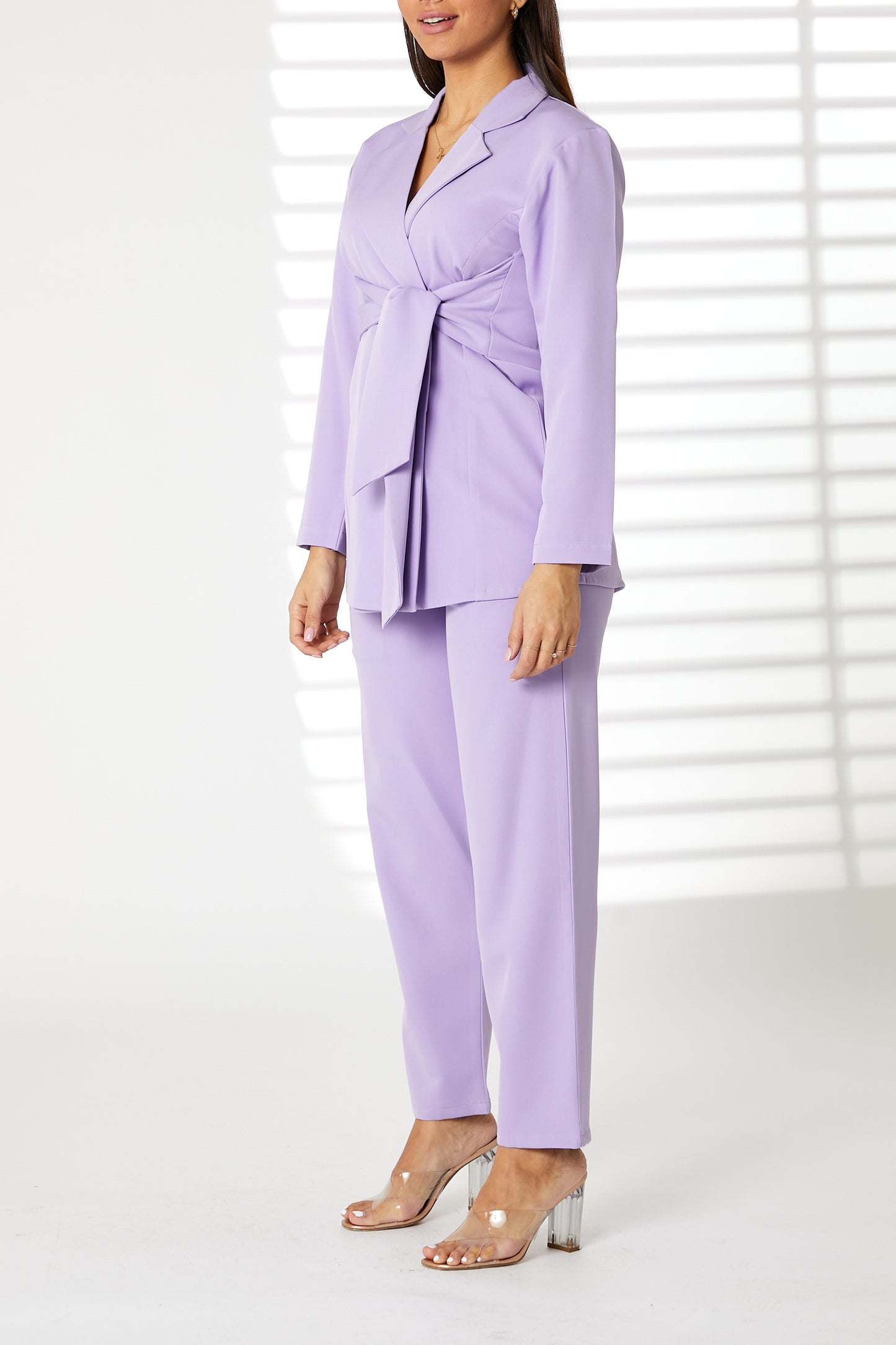 MOiSTREET Lavender Barbie Crepe Fabric Blazer and Pants Set (8055212146915)