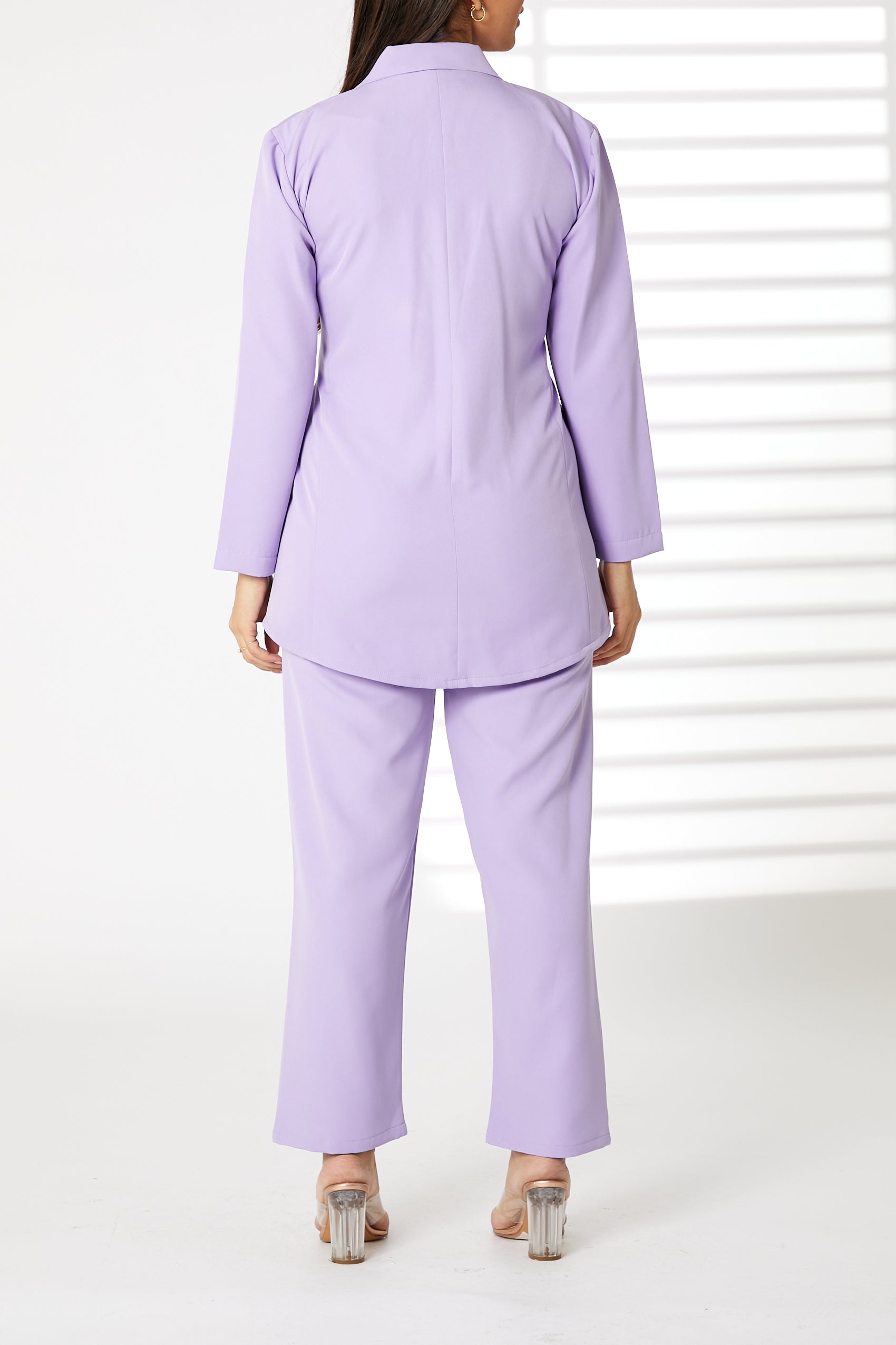 MOiSTREET Lavender Barbie Crepe Fabric Blazer and Pants Set (8055212146915)