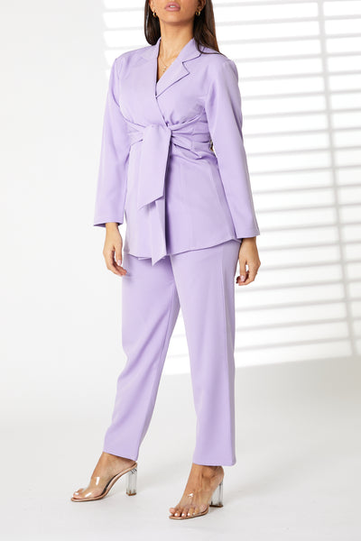 MOiSTREET Lavender Barbie Crepe Fabric Blazer and Pants Set (8055212146915)