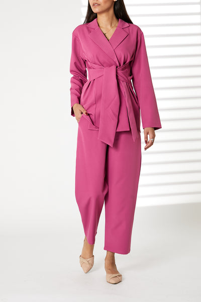 MOiSTREET Pink Barbie Crepe Fabric Blazer and Pants Set (8055212507363)