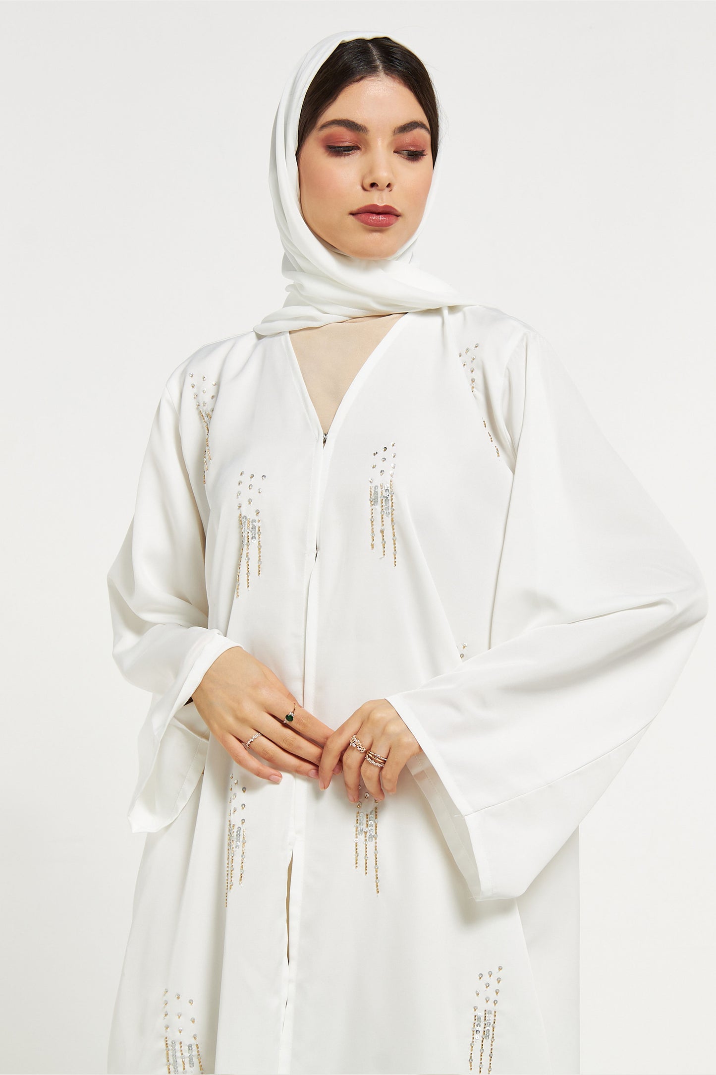 MOiSTREET Sequin Embellished Abaya with Sheila (8043906040035)