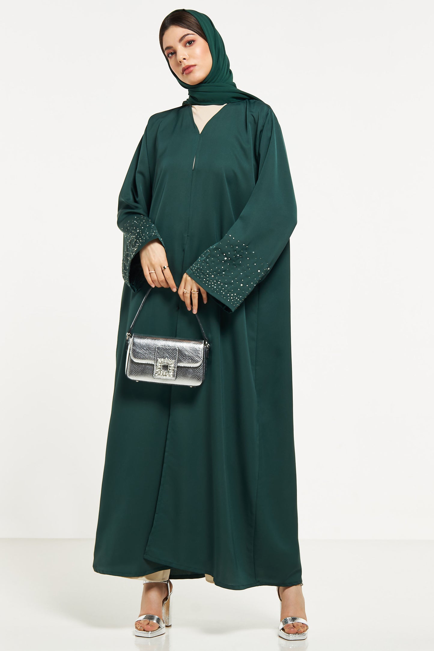 MOiSTREET Stone Embellished Abaya with Sheila (8043917607139)