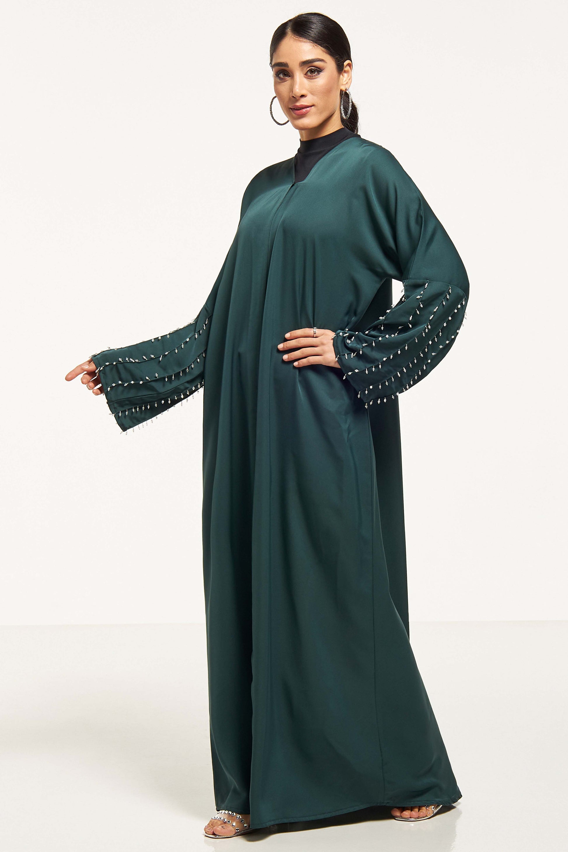 MOiSTREET Stone Embellished Abaya with Sheila (8043952636131)