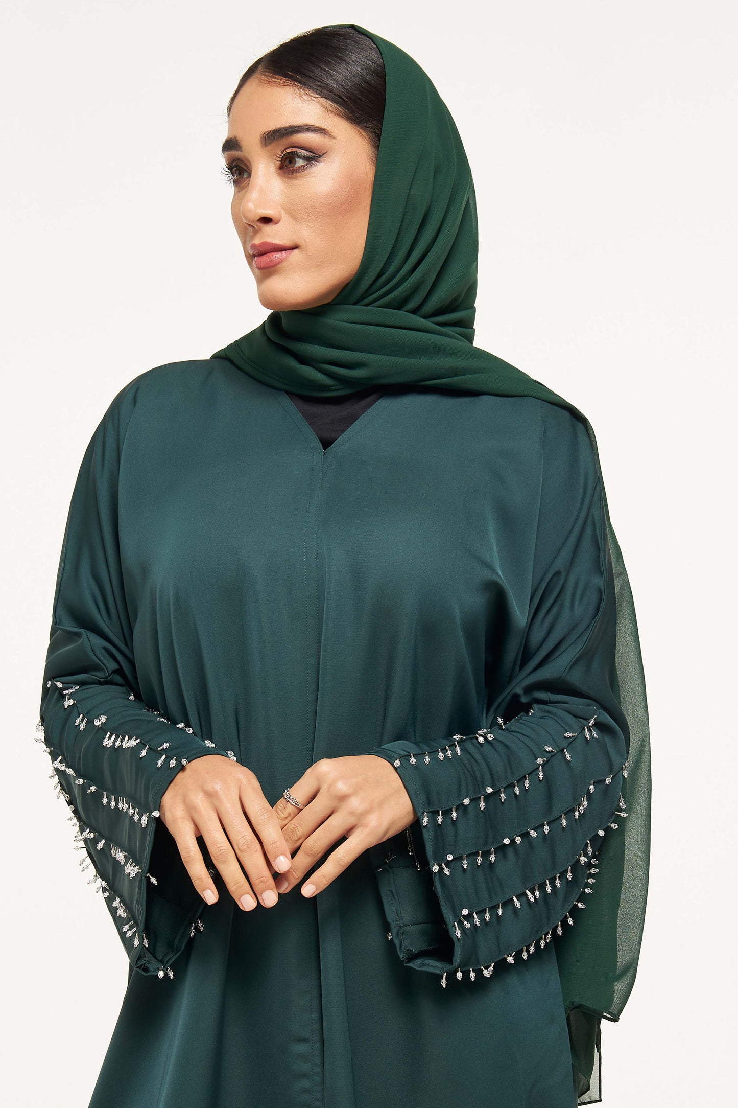 MOiSTREET Stone Embellished Abaya with Sheila (8043952636131)