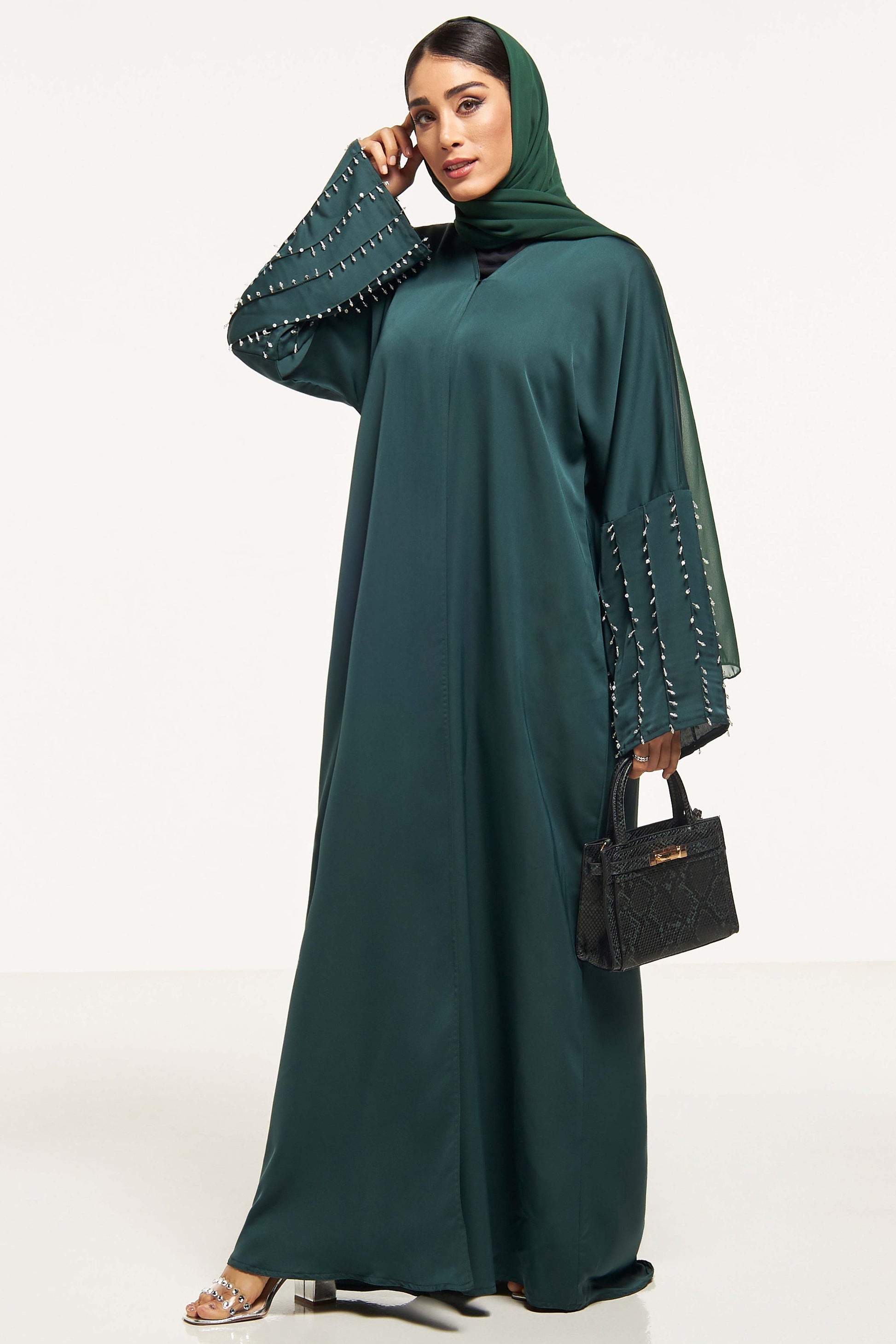 MOiSTREET Stone Embellished Abaya with Sheila (8043952636131)