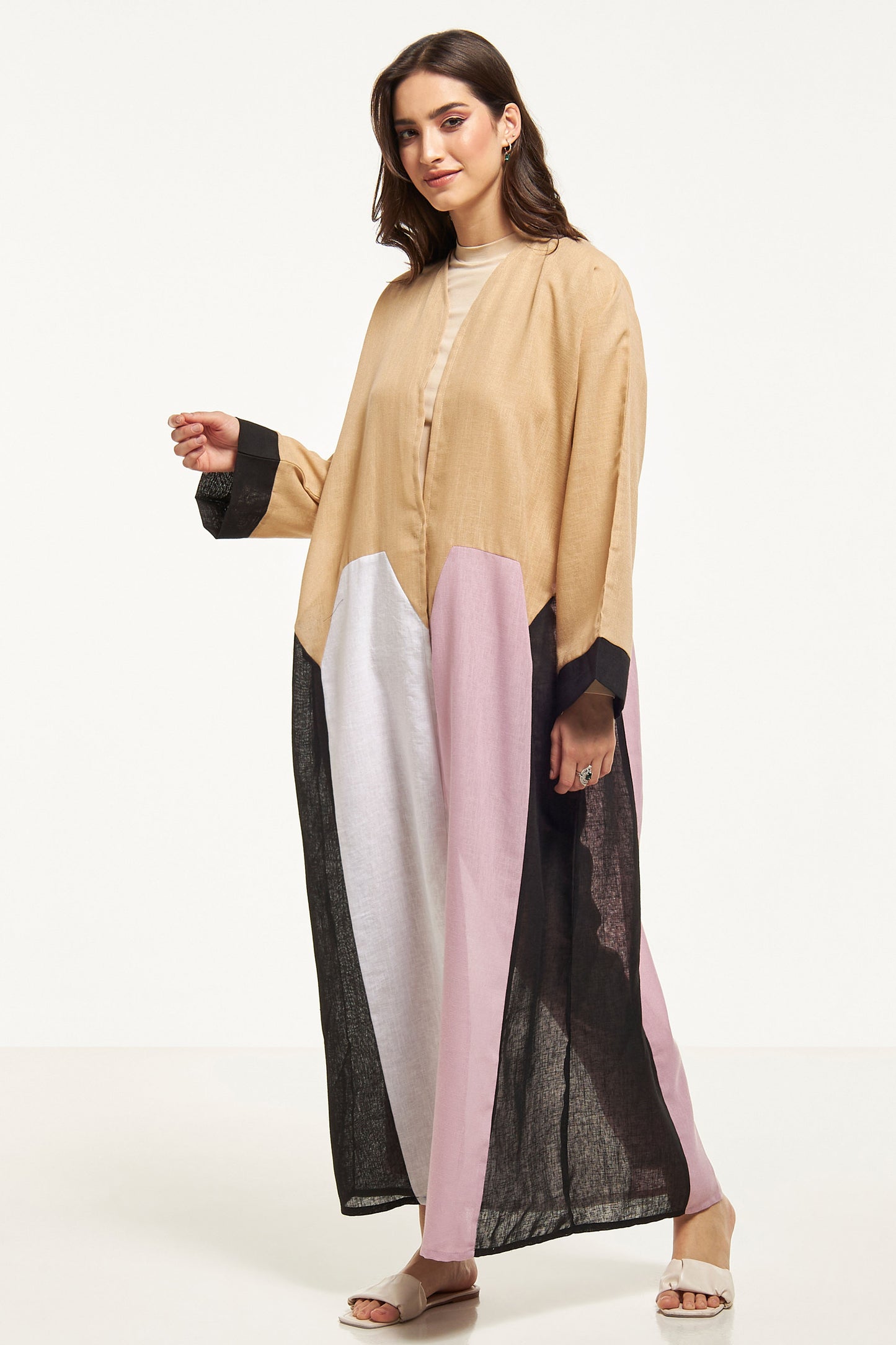 MOiSTREET Colourblocked Abaya with Sheila (8043958534371)