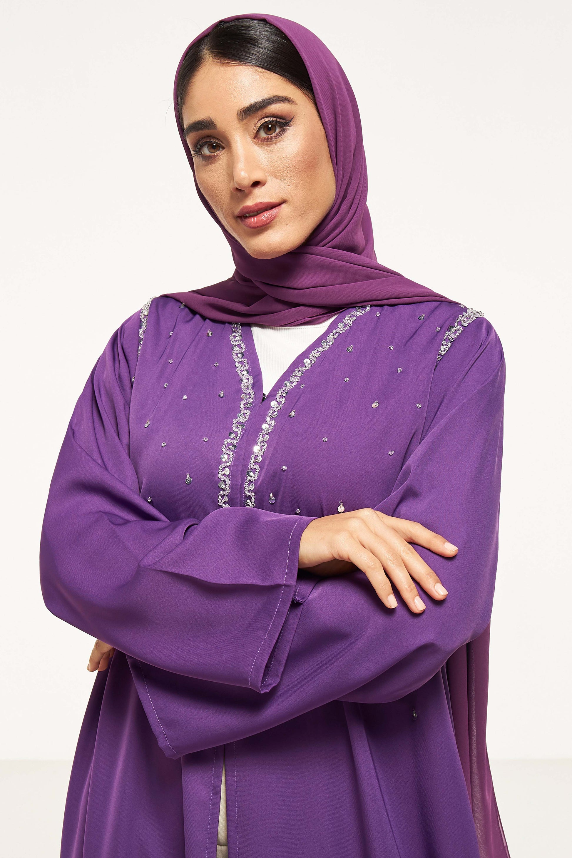 MOiSTREET Embellished Abaya with Sheila (8044663603427)