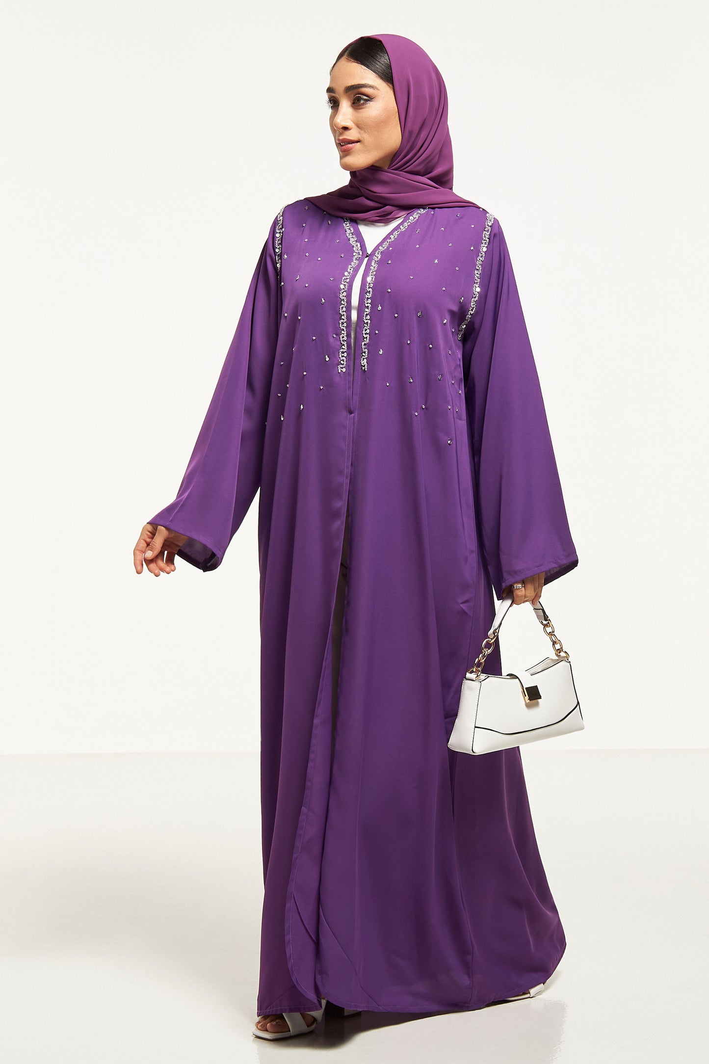 MOiSTREET Embellished Abaya with Sheila (8044663603427)